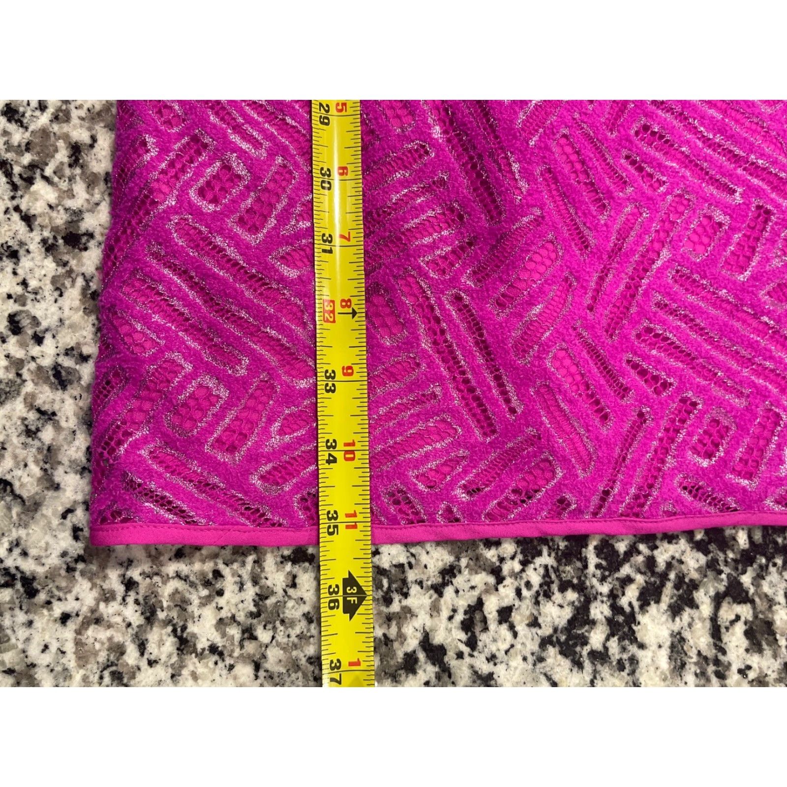 Lilly Pulitzer Lilly Pulitzer Dress Sheath 6 Purple Lace Metallic V-Neck Short Sleeve Cap Sleeve Knit Nylon Knee Length Womens Size M / US 6-8 / IT 42-44 - 3 Thumbnail