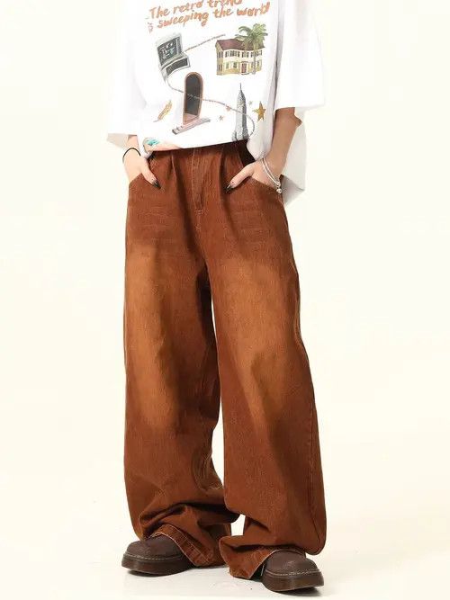VIBE Brown Wide Leg Denim Jeans Size US 30 / EU 46 - 5 Thumbnail