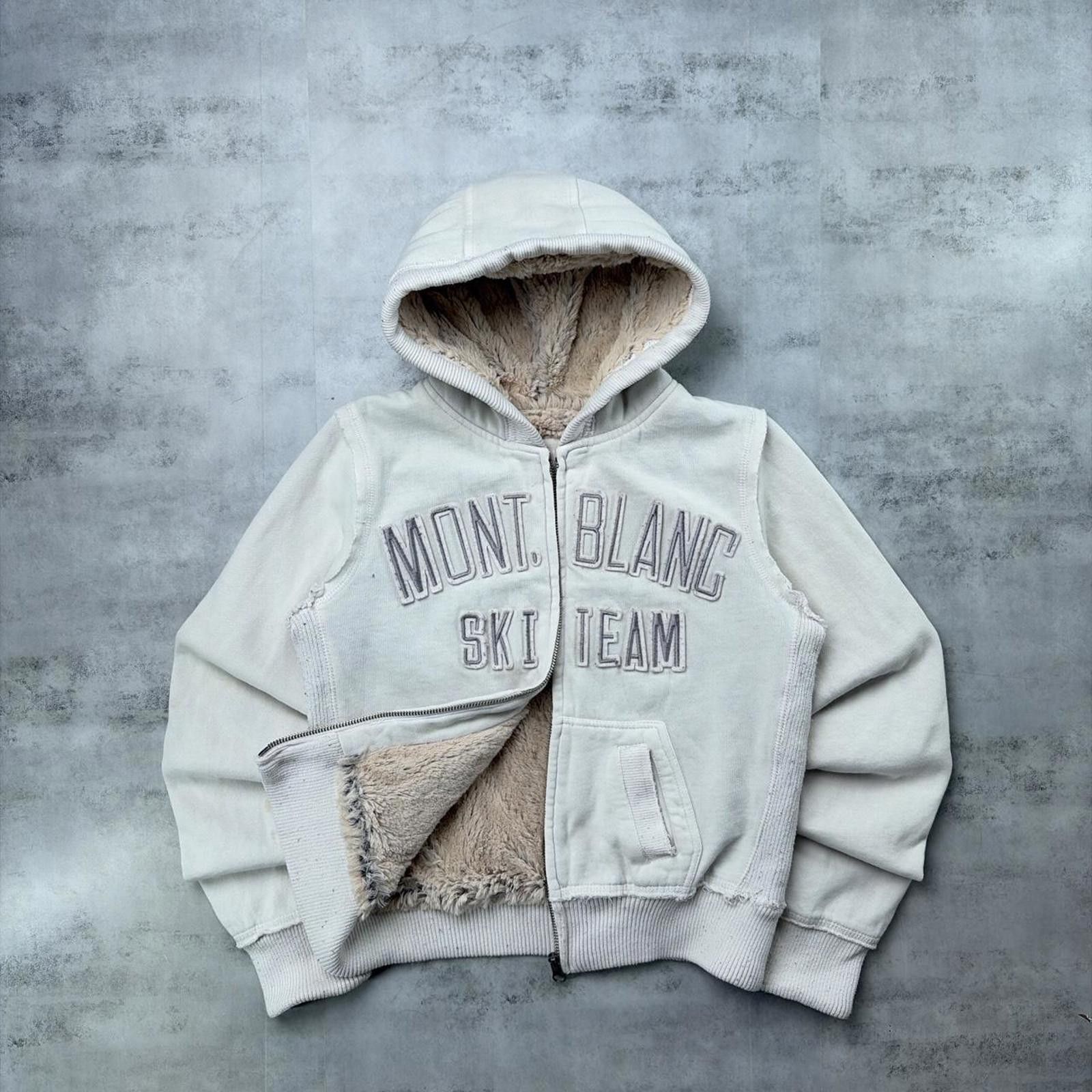 Montblanc Y2K White Mont Blanc Ski Team Grunge Sherpa Zip Up Hoodie Size S / US 4 / IT 40 - 1 Thumbnail