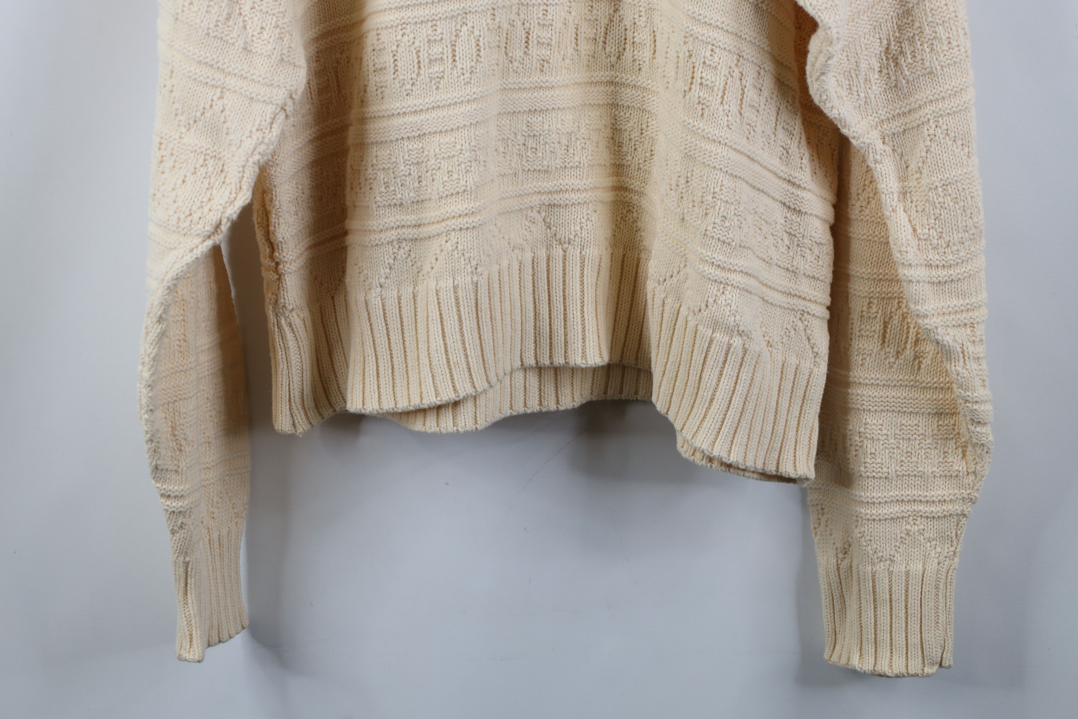 Vintage Vintage 90s Streetwear Cotton Knit Crewneck Sweater Beige Size US M / EU 48-50 / 2 - 11 Thumbnail