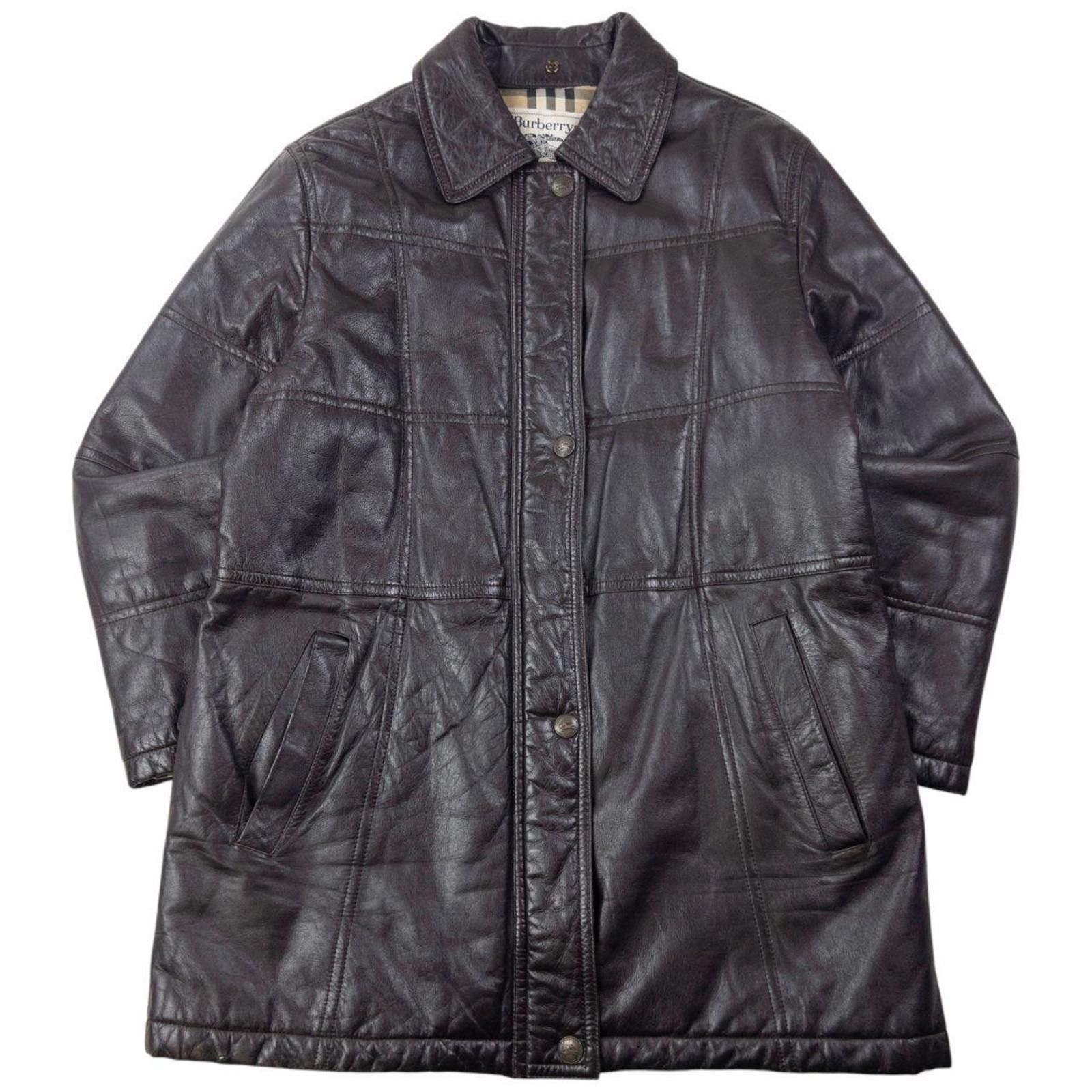 Burberry Vintage 80s Burberry Nova Check Lined Leather Jacket Size XL Size US XL / EU 56 / 4 - 1 Thumbnail