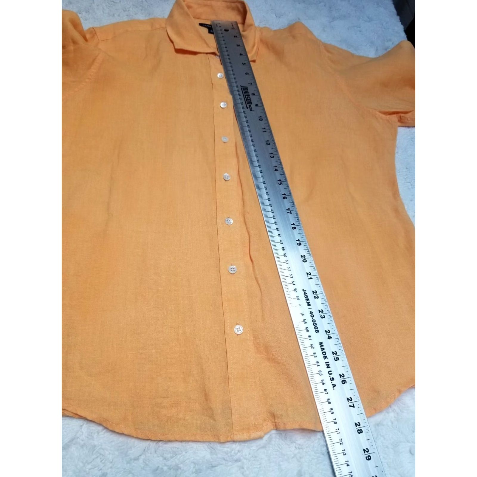 Lands' End Lands' End Orange Button-Up Long Sleeve Linen Shirt Top Women Medium 10-12 Size M / US 6-8 / IT 42-44 - 6 Thumbnail