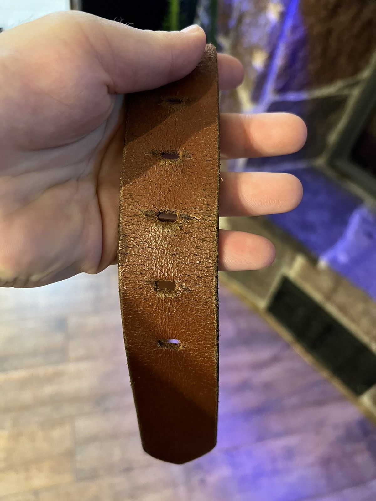 Leather × Vintage Leather belt - butterfly , 85 cm vintage Size ONE SIZE - 10 Thumbnail