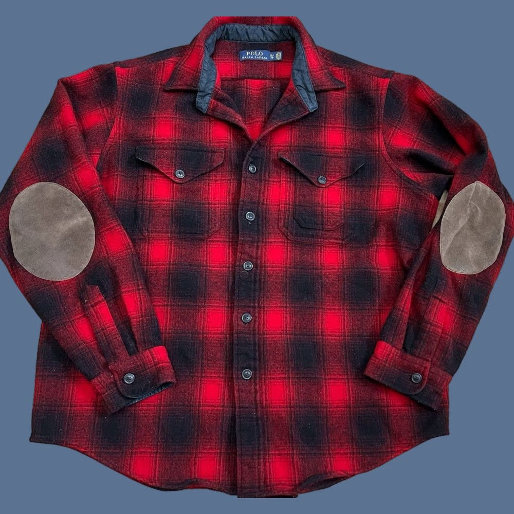 Polo Ralph Lauren VINTAGE Polo Ralph Lauren Button Up Plaid Flannel Suede Elbow Pads Men’s Large Red Size US L / EU 52-54 / 3 - 1 Thumbnail