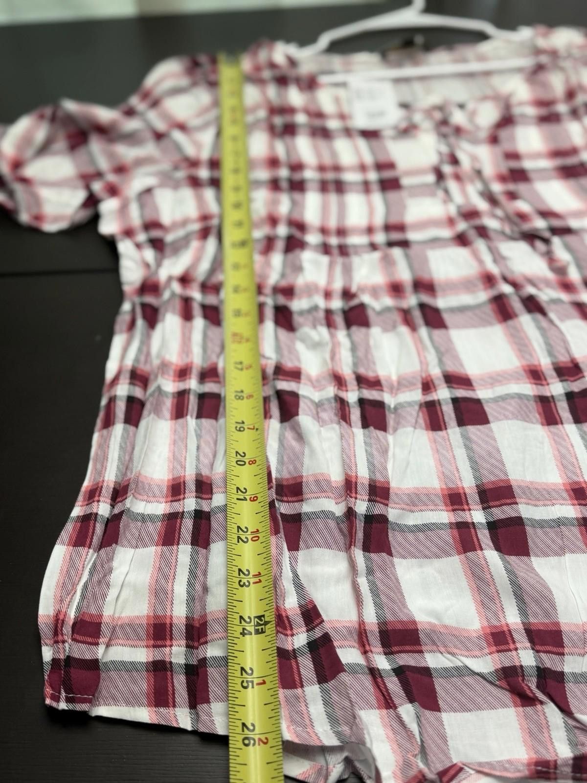 Other Suzanne Betro 3X Pink Plaid Tunic Blouse Tie Neck Size 3XL / US 20-22 - 4 Thumbnail