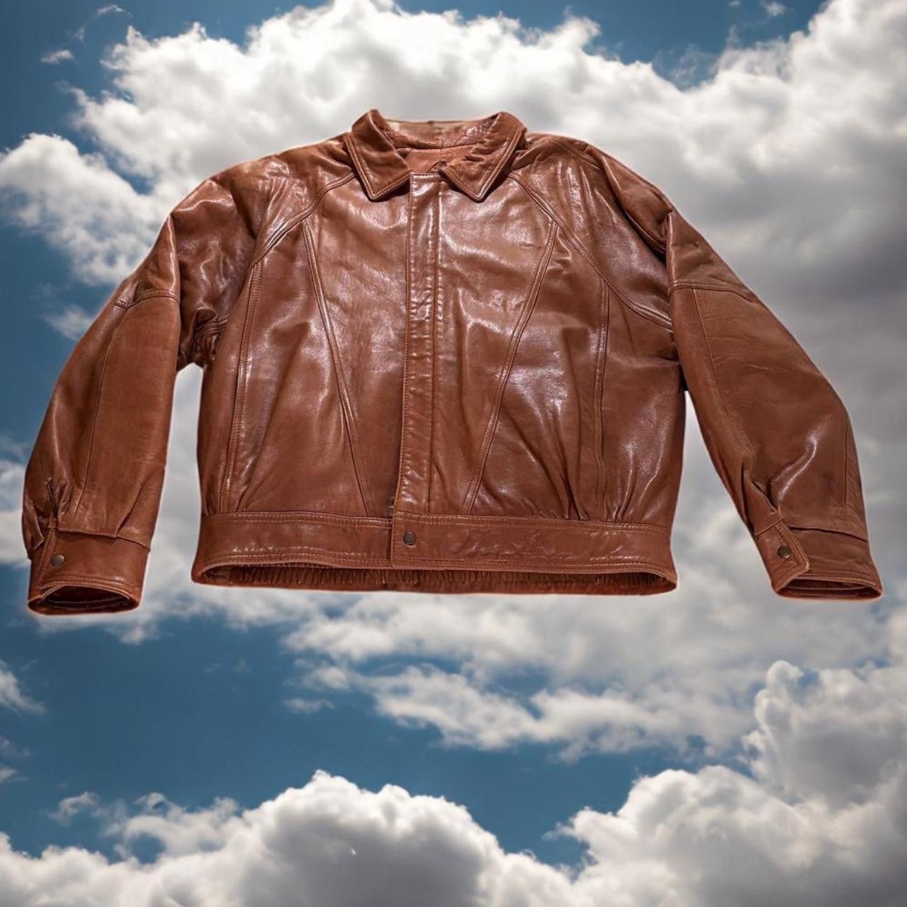 image of Genuine Leather x Leather Jacket Mens Large Jacket Vintage Leather in Brown