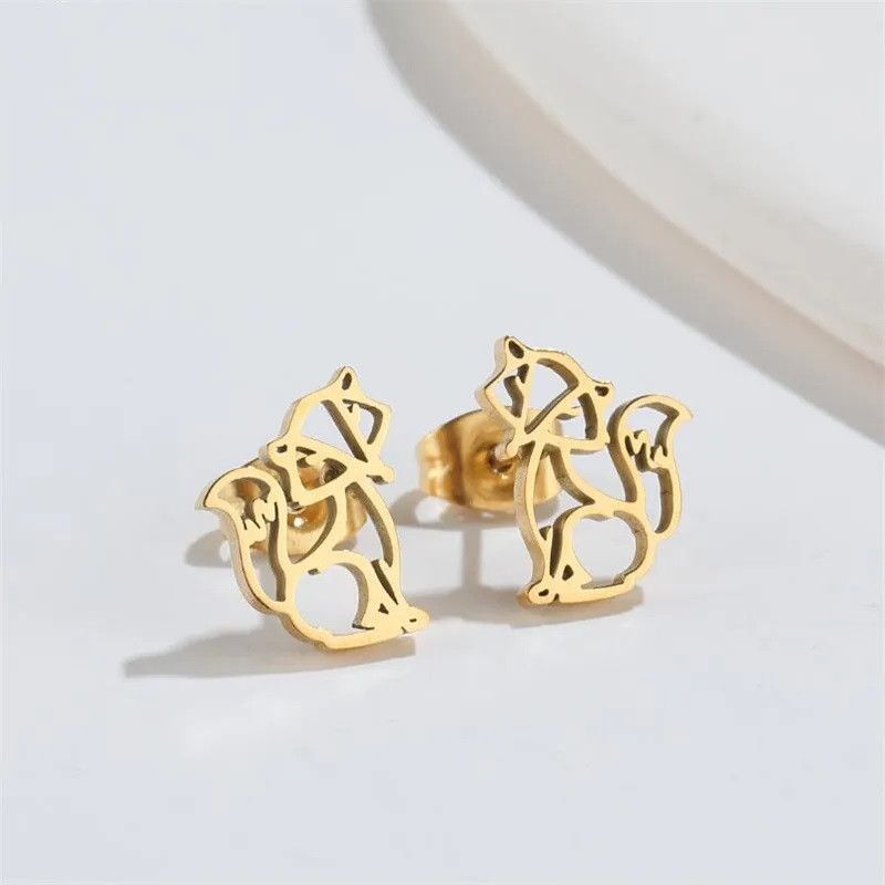 Jewelry Hollow Fox Mini Stud Earrings Charm Earring Gift Size ONE SIZE - 2 Thumbnail