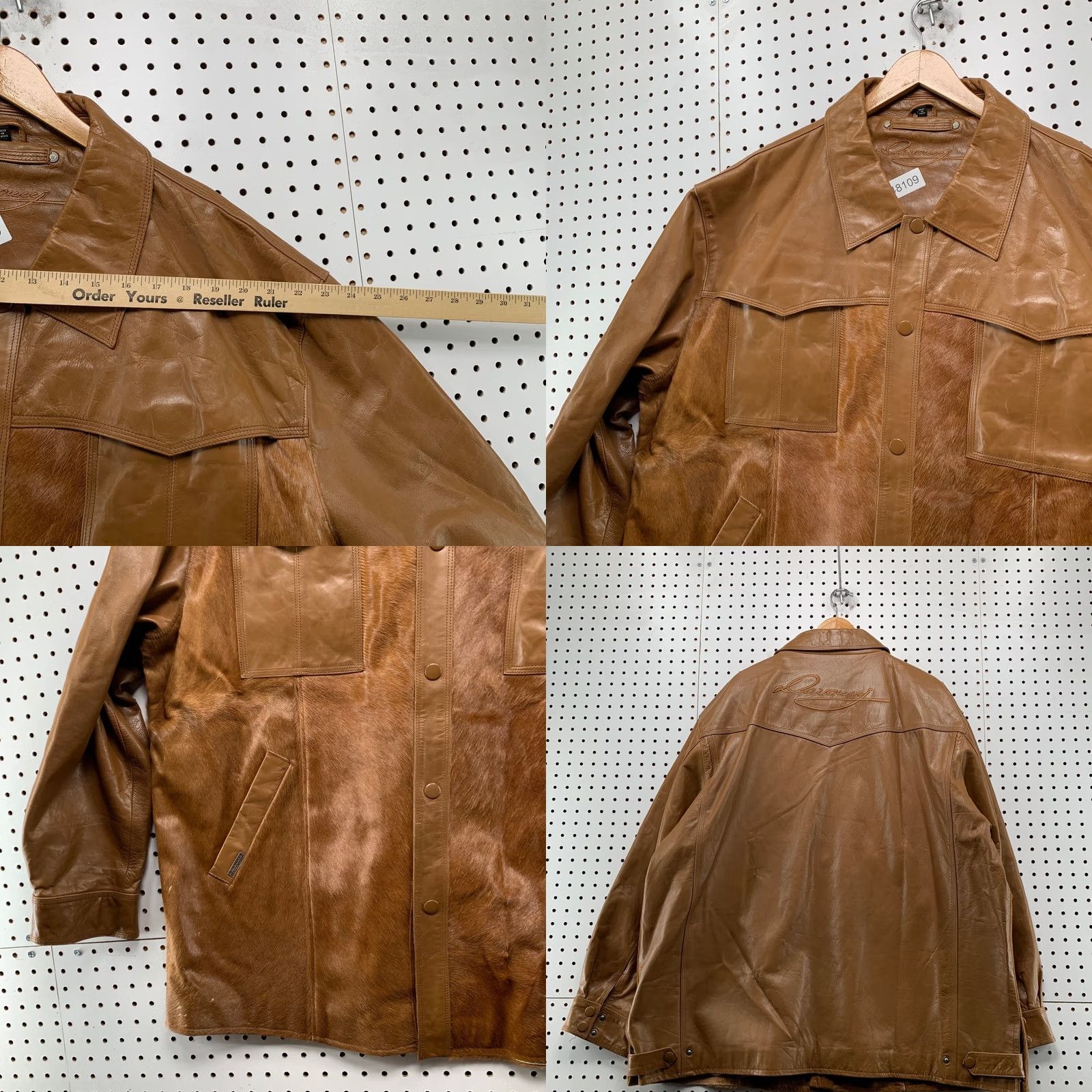 Vintage VINTAGE Davoucci Leather Jacket Men 6XL Brown Hair On Hide 80s 90s Rodeo Western Jacket Size US XXL / EU 58 / 5 - 11 Thumbnail