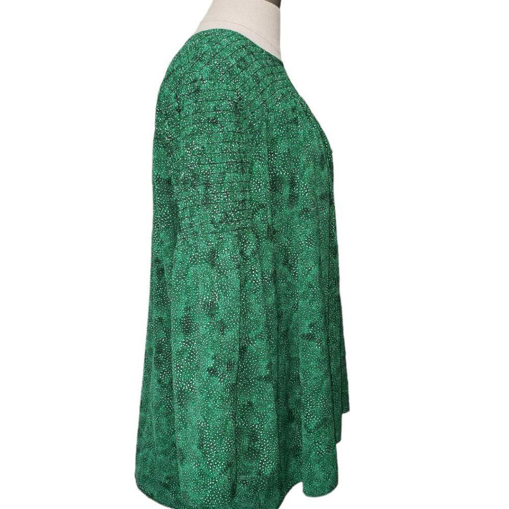 Michael Kors CT493a Michael Kors Green Crew Neck Polka Dot Blouse XL Size XL / US 12-14 / IT 48-50 - 2 Thumbnail