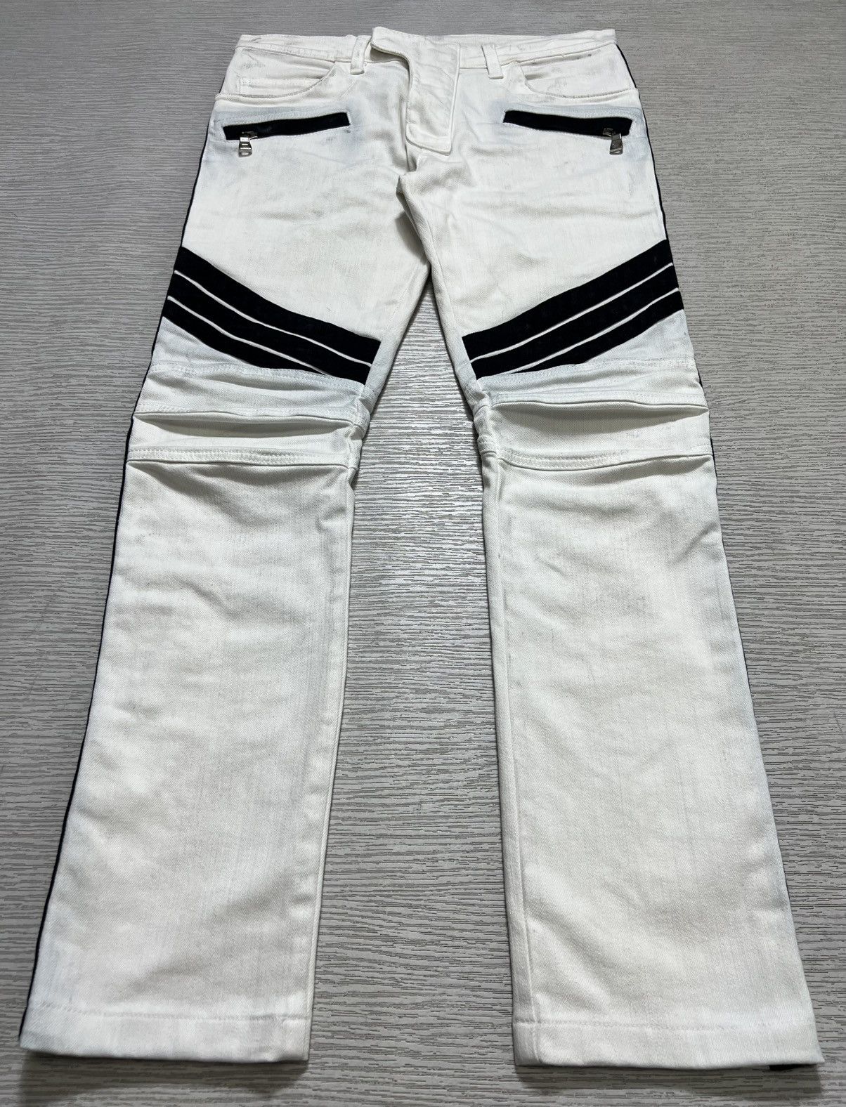 Balmain Balmain - S/S 15’ - White/Black Biker Jeans Size US 29 - 8 Thumbnail