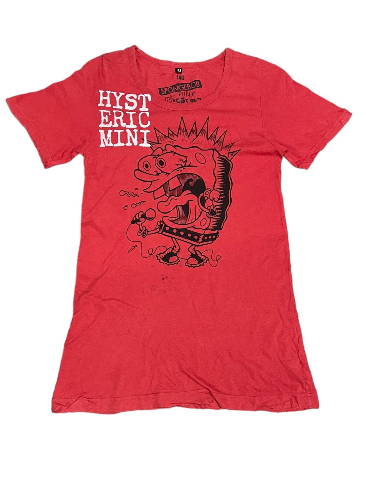 image of Hysteric Glamour X Spongebob Squarepants Destroyed Tee in Red, Women's (Size Small)