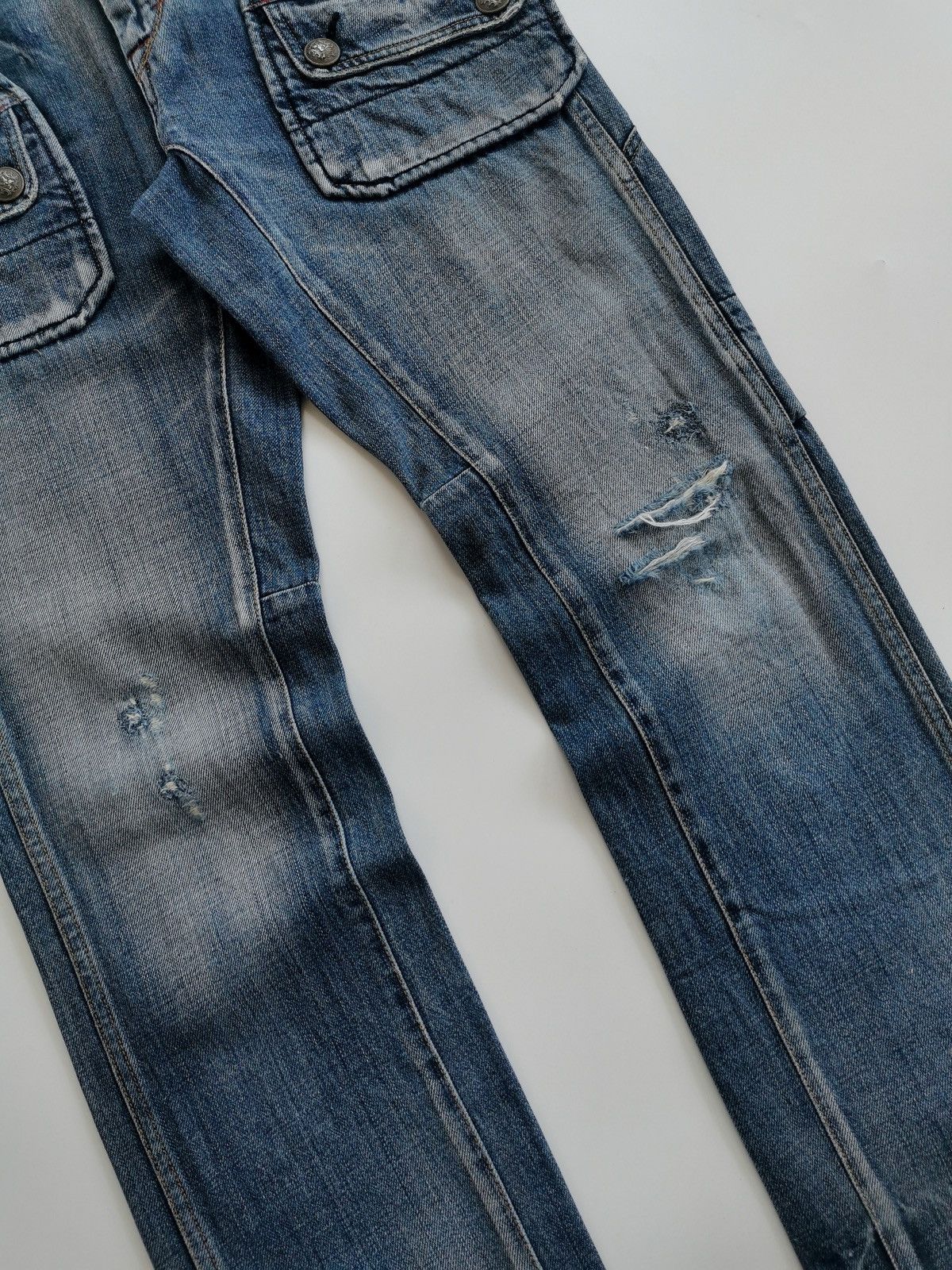Kapital Bartack Work Dept Patch Pockets Distressed Denim Jeans Size US 29 - 4 Thumbnail