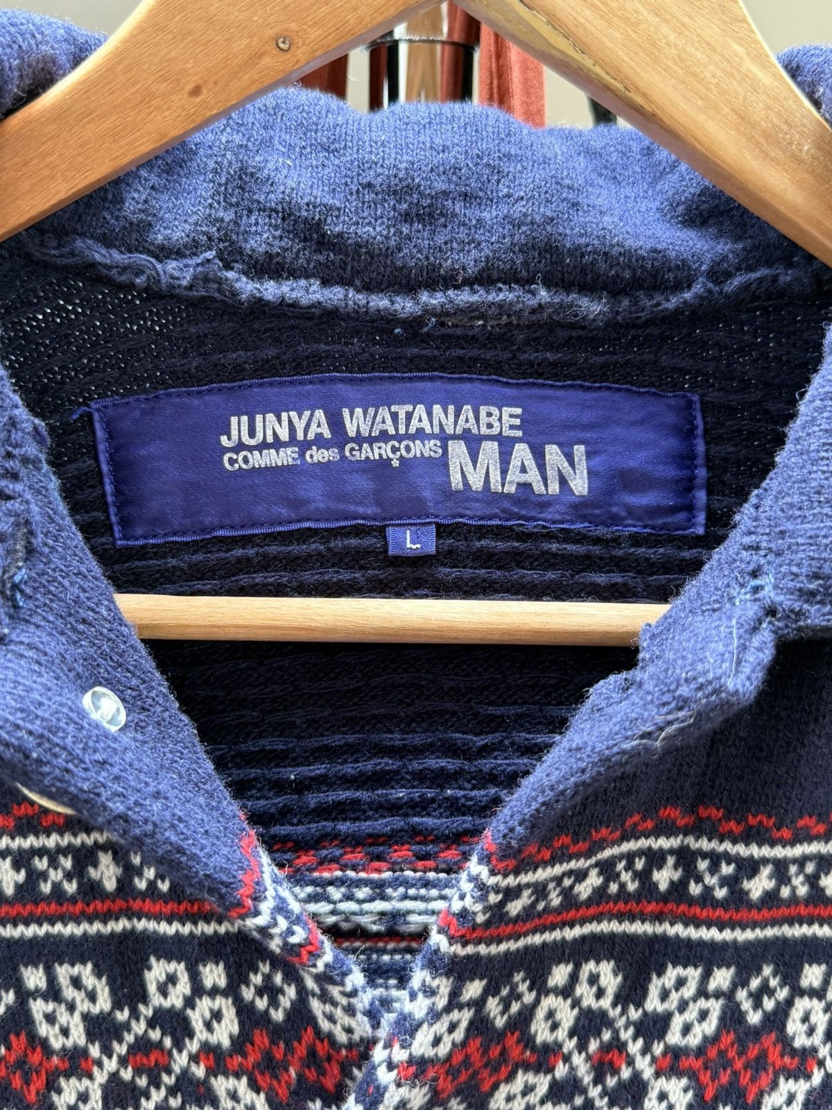 Comme des Garcons Junya Watanabe Comme des Garçons Man Navy Knit Jacket Size US L / EU 52-54 / 3 - 5 Thumbnail