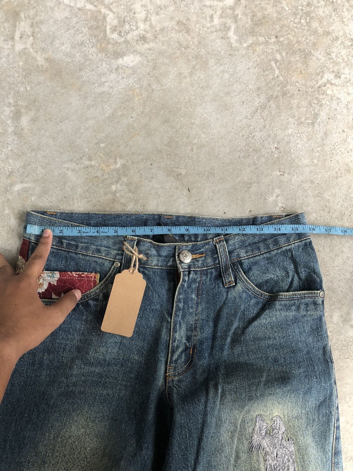Japanese Brand Japanese Gumu Dragon Embroidered Jeans Distressed Jeans Size US 31 - 20 Thumbnail