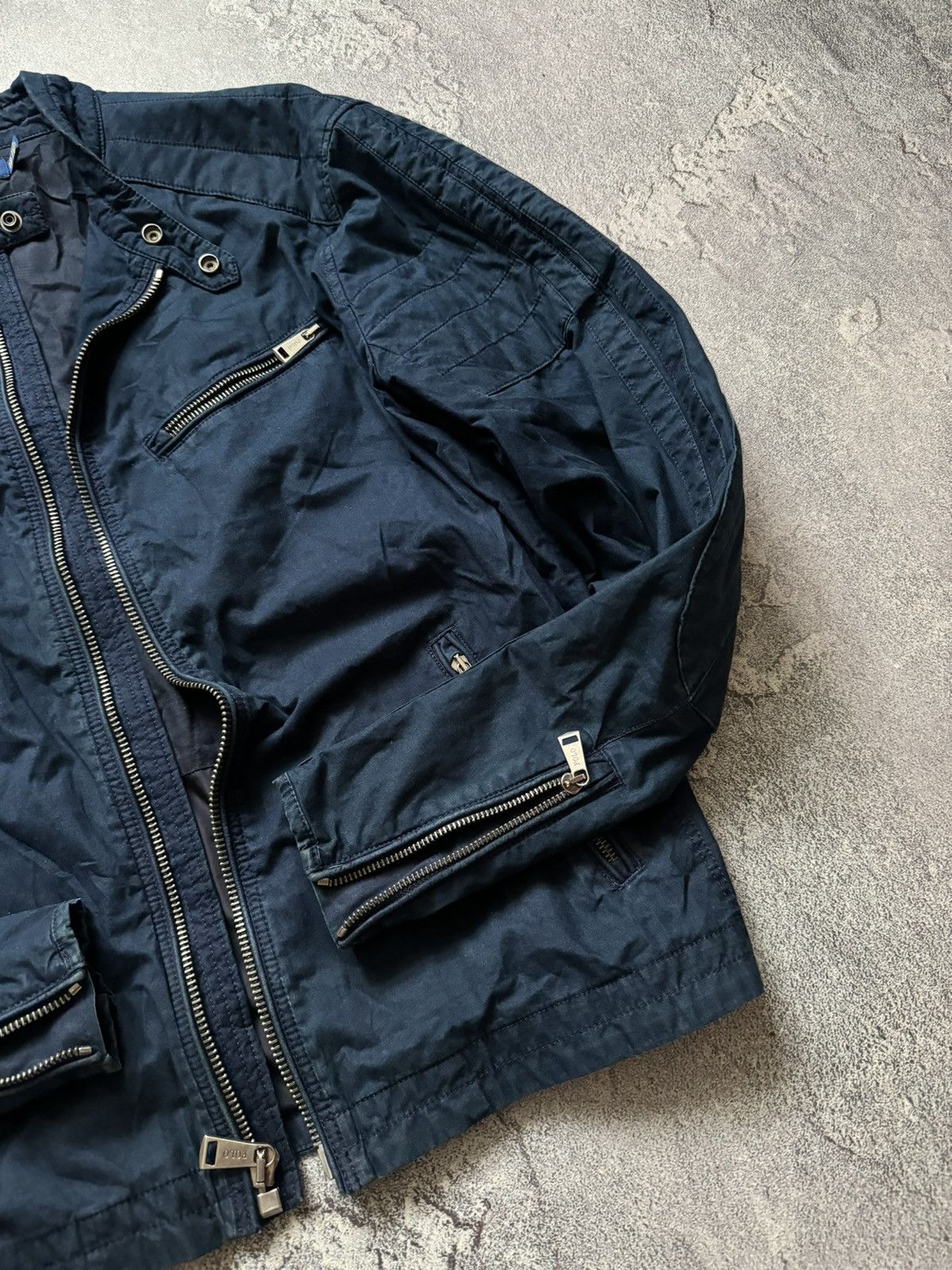Polo Ralph Lauren × Vintage Polo Ralph Lauren XXL zip bomber style denim bike jacket 00s Size US XXL / EU 58 / 5 - 3 Thumbnail