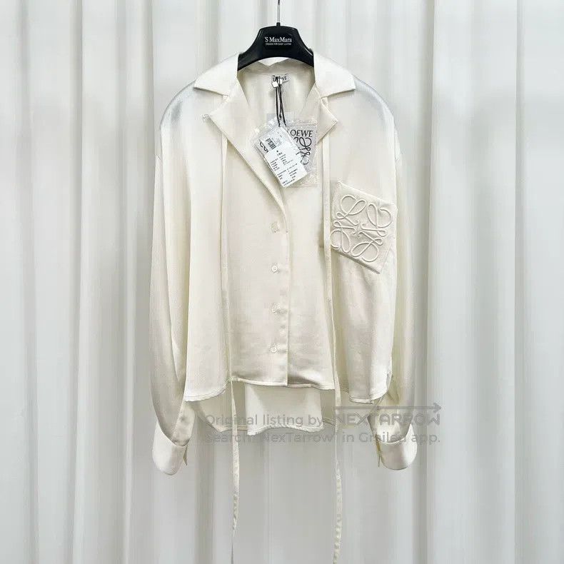 Loewe Loewe Ice thread embroidery logo acetate satin shirt Size XXS / US 00 / IT 34 - 1 Thumbnail