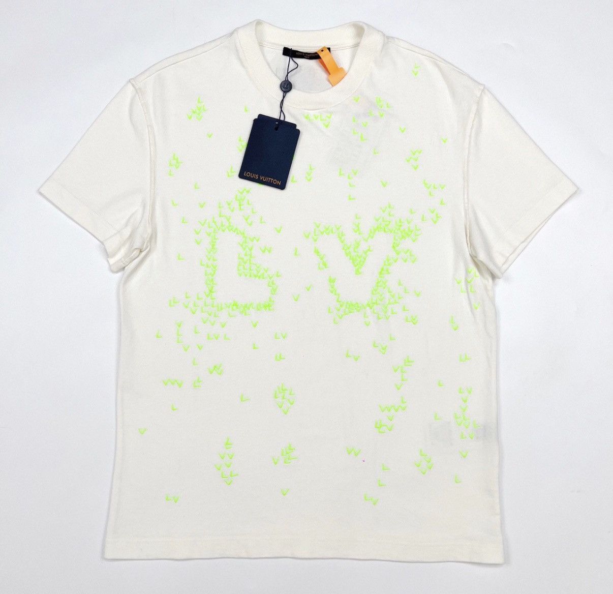 Louis Vuitton White Short-Sleeve Shirt with Green Pattern Size US S / EU 44-46 / 1 - 1 Thumbnail