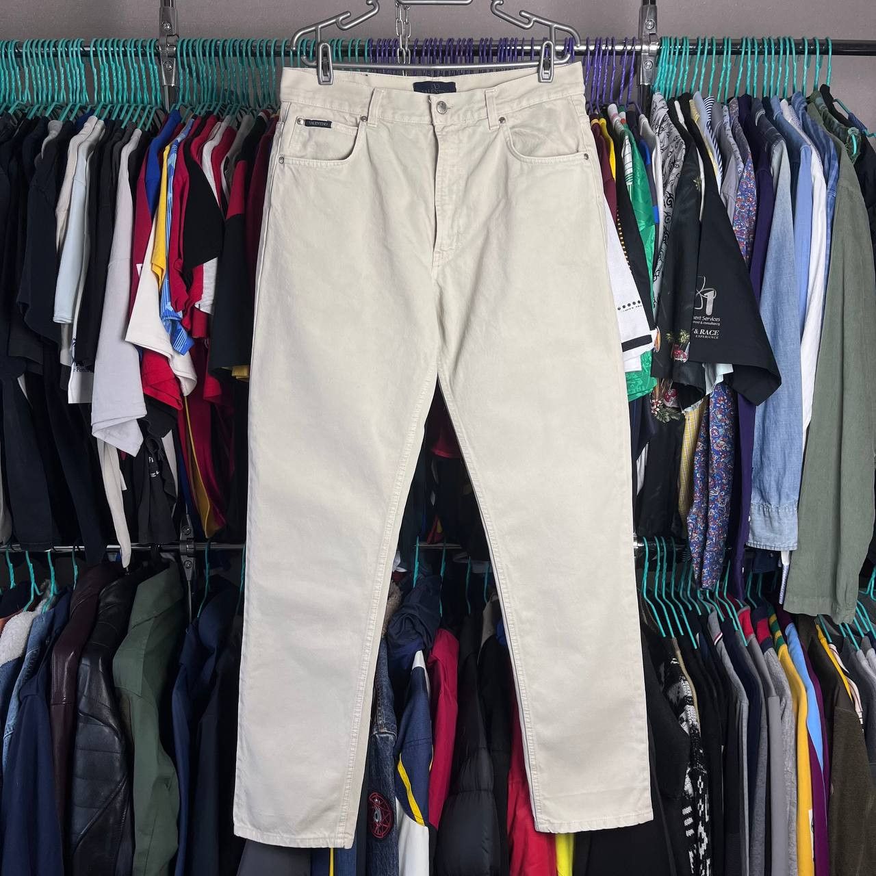 Valentino Vintage 90s Valentino Ivory Denim Pants Made in Italy Size US 34 / EU 50 - 5 Thumbnail