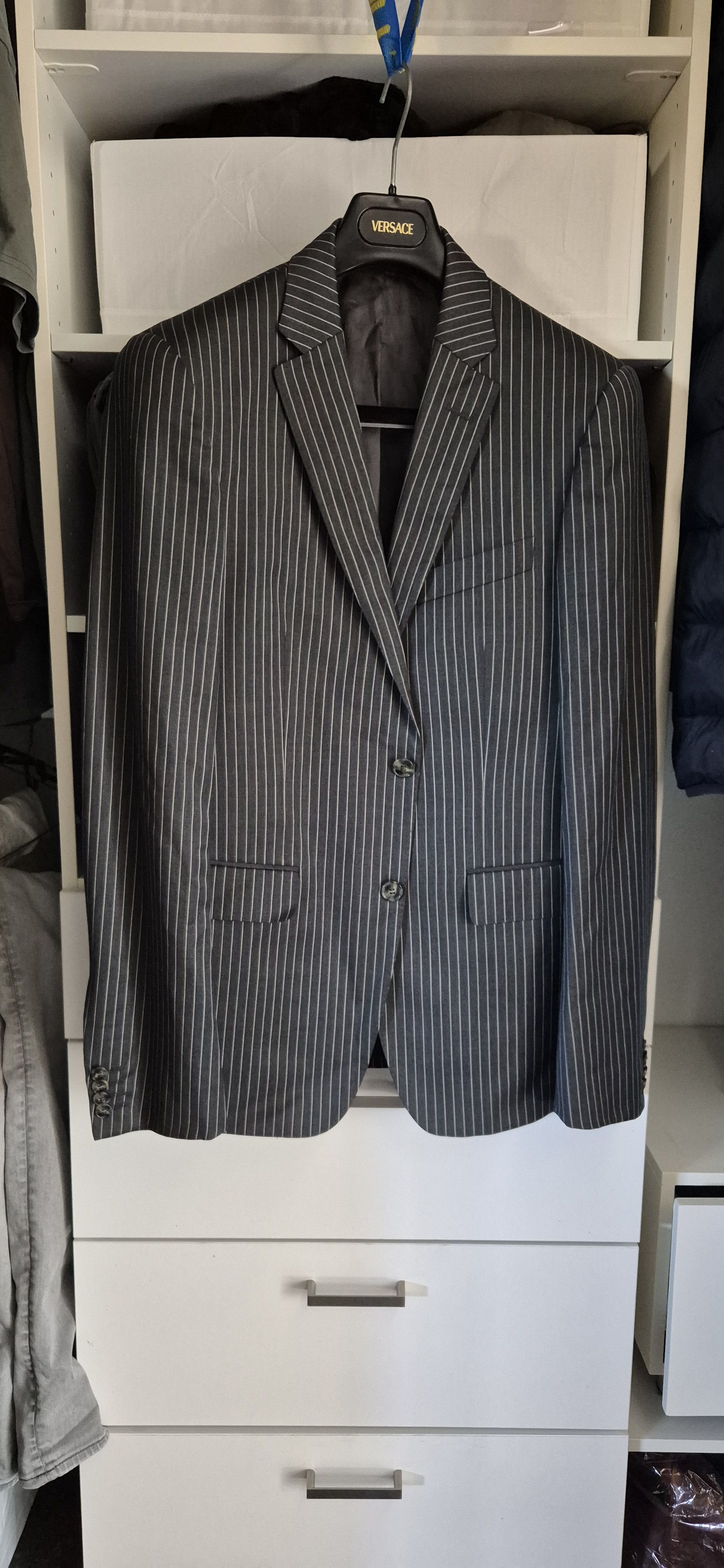 Versace Vintage Versace Pinstripe Suit Size 48R - 10 Thumbnail