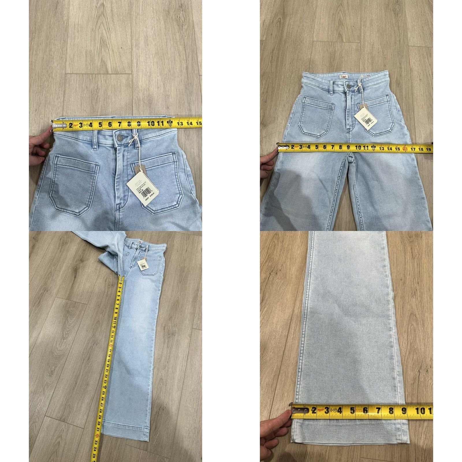 Faherty NWT Faherty Jeans Wide-Leg Patch Pocket Cotton Blend 25 Blue Womens Size 42" / US 20 - 9 Thumbnail