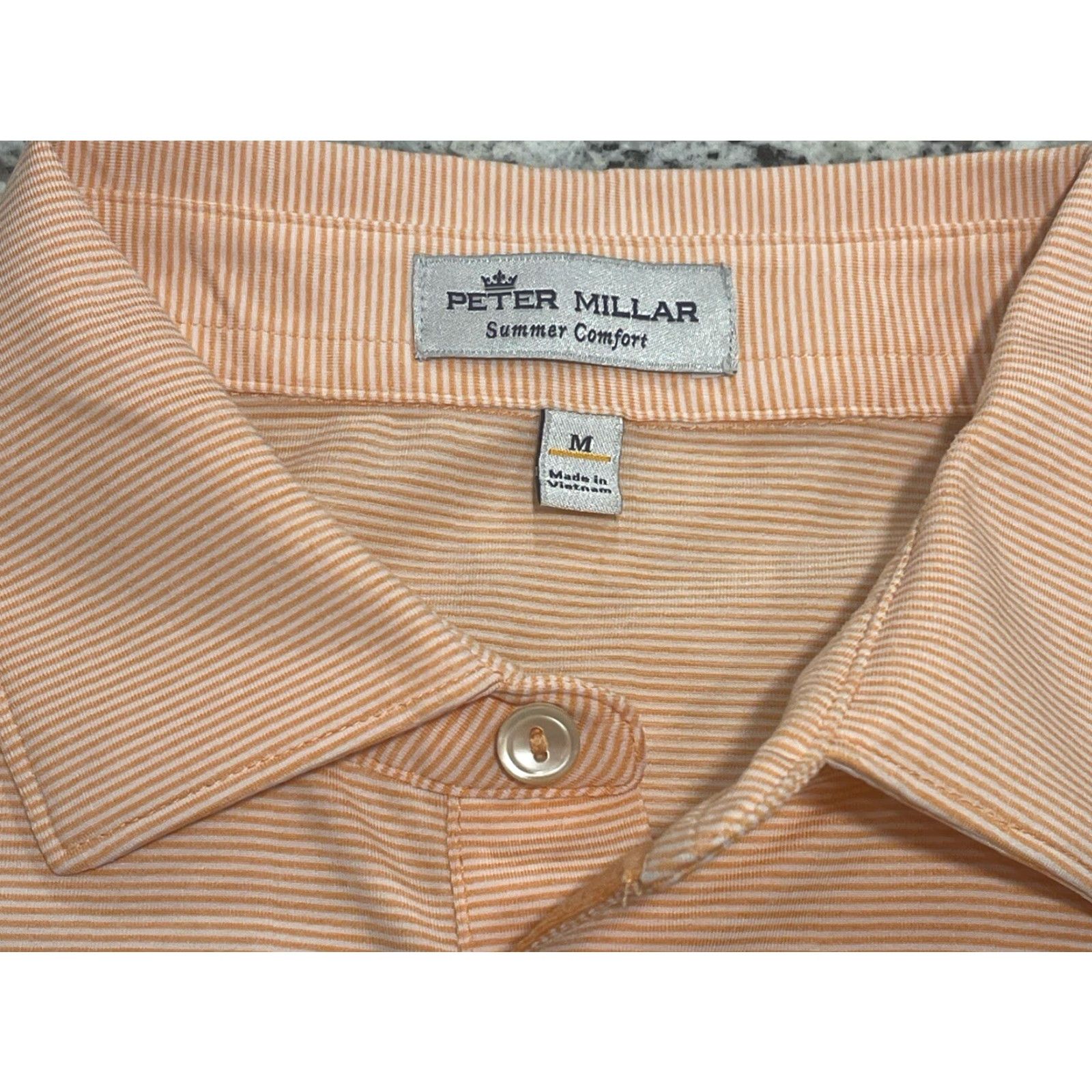 Peter Millar Peter Millar Polo Orange/White Stripe Short Sleeve Collared Pullover Mens M Summer Comfort Golf Casual Business shirts Size US M / EU 48-50 / 2 - 4 Thumbnail