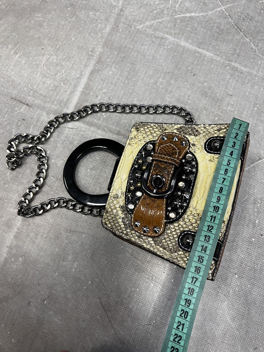 Mini bag crocodile leather studded GUESS metal chain