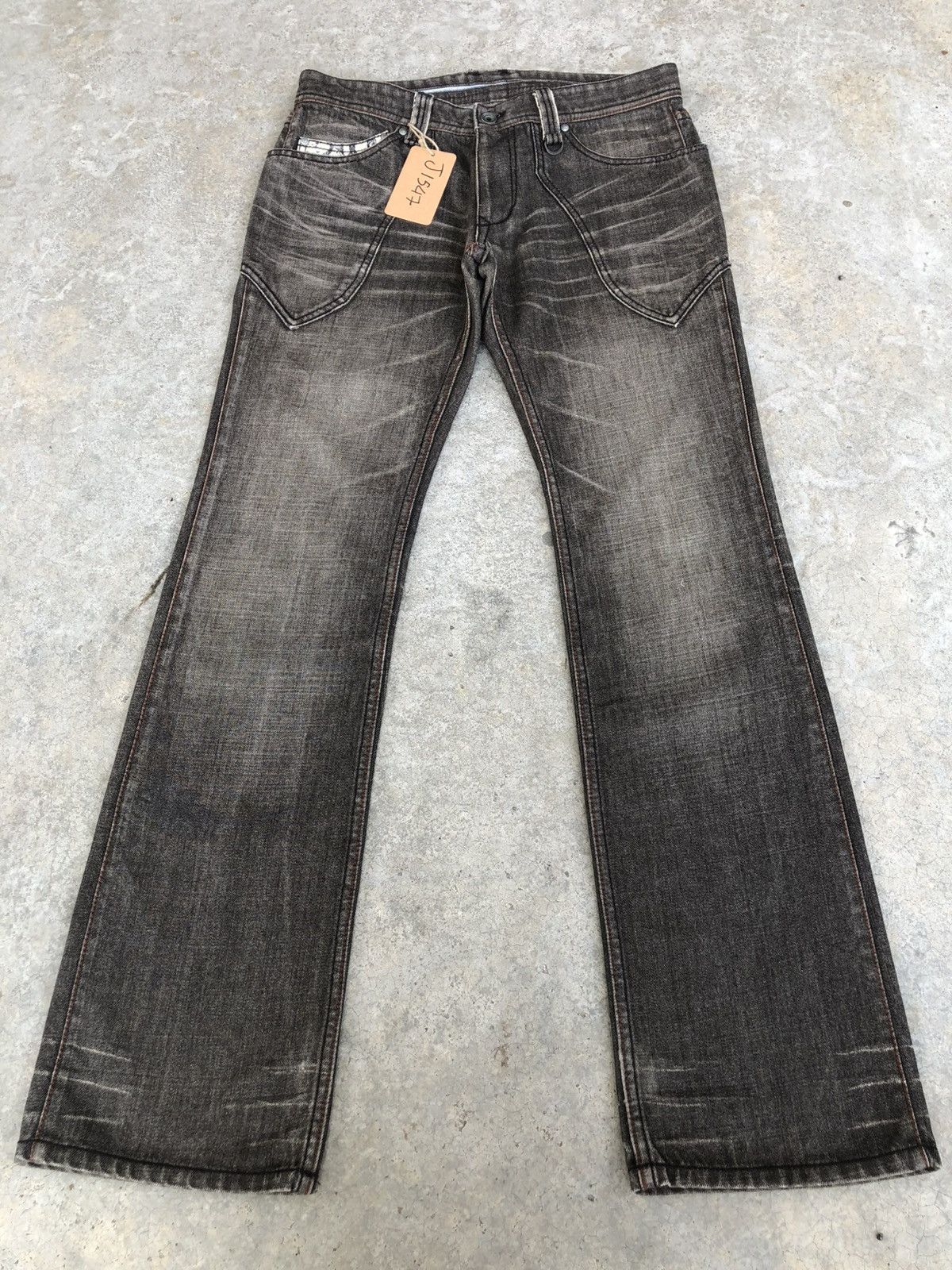 If Six Was Nine Japanese Nicole Club Flared Jeans Snake Skin Distressed Size US 32 / EU 48 - 1 Thumbnail
