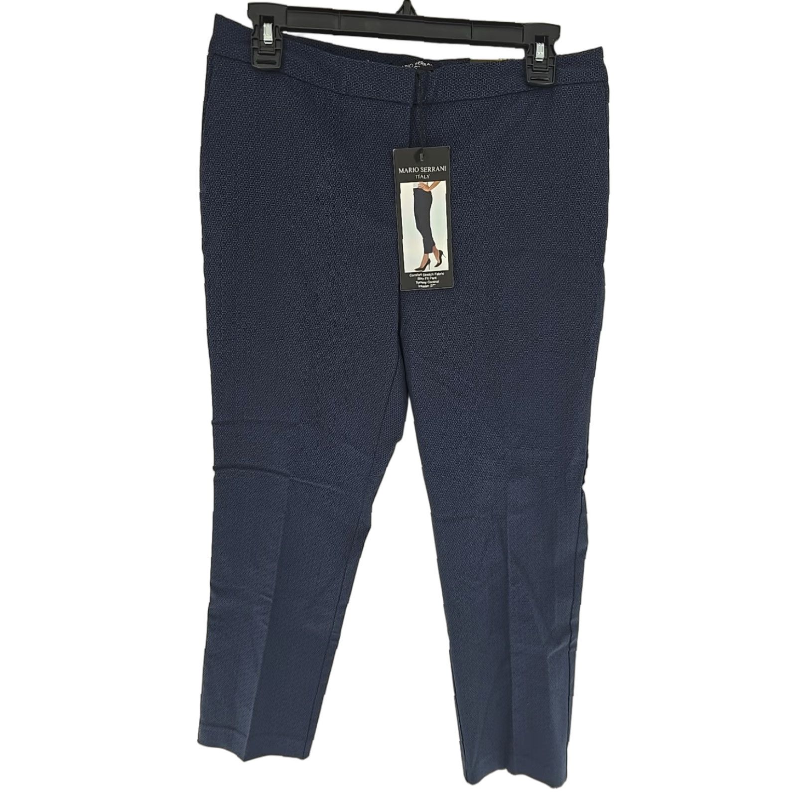 Vintage Mario Serrani Italy Women's Slim Fit Pants Navy Medallion 6x27 NWT Dress Pants Slimming 6 27 Womens HA Size 28" / US 6 / IT 42 - 1 Thumbnail