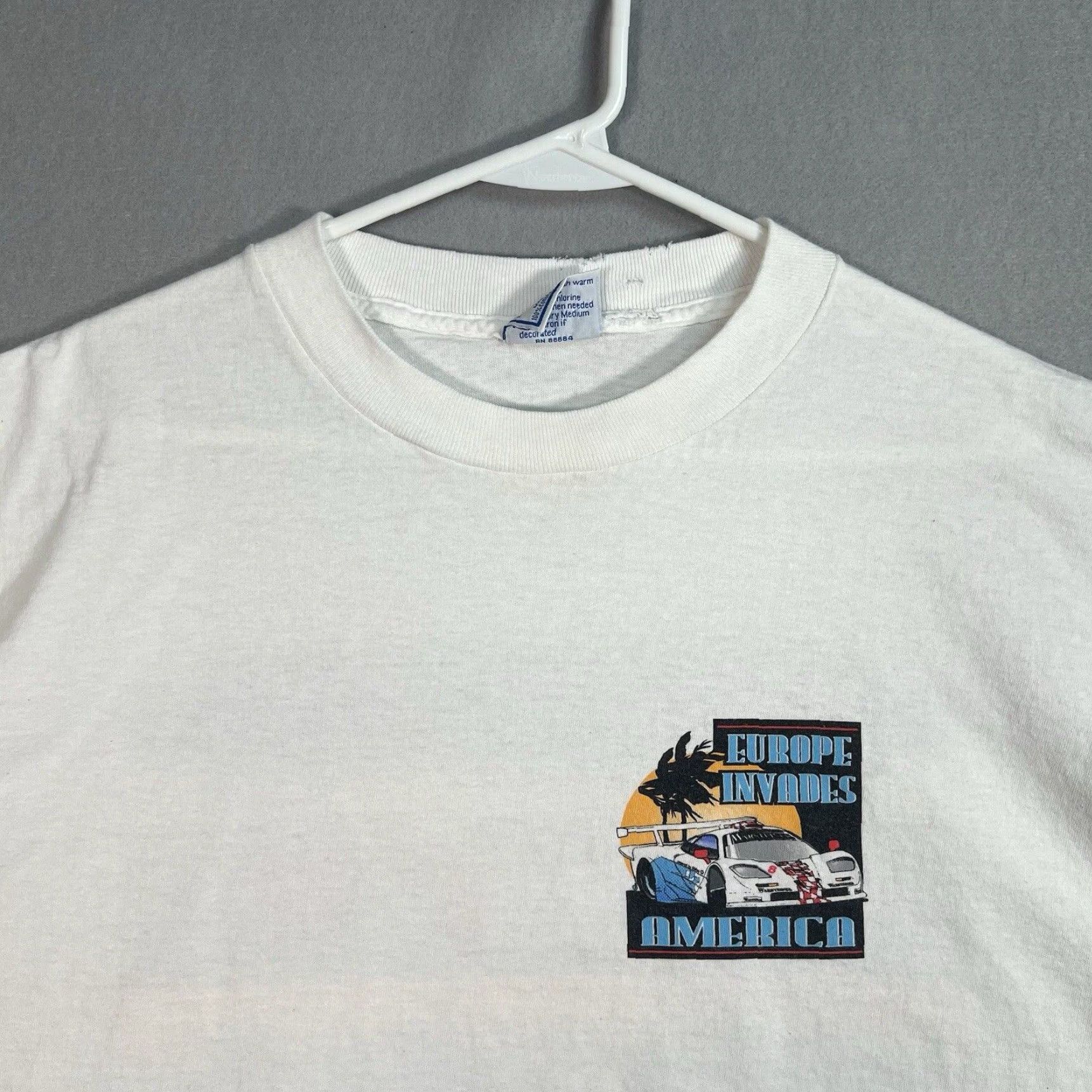 Vintage Vintage 1990s Mercedes McLaren Porsche Grand Touring Championship Cotton Graphic T-Shirt Adult 2XL Men White Size US XXL / EU 58 / 5 - 5 Thumbnail