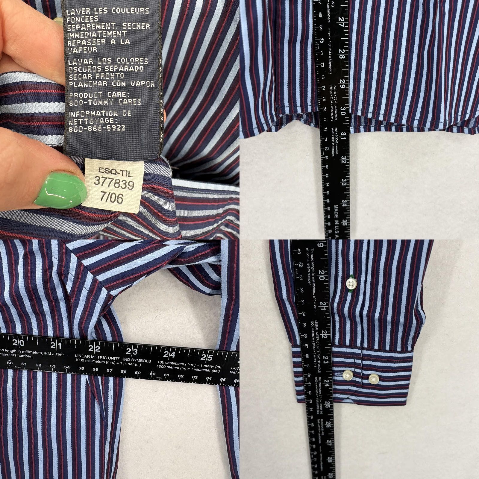 Tommy Hilfiger Tommy Hilfiger Dress Shirt Mens Medium Blue Stripe Regular Fit Long Sleeve NWT Size 40R - 8 Thumbnail