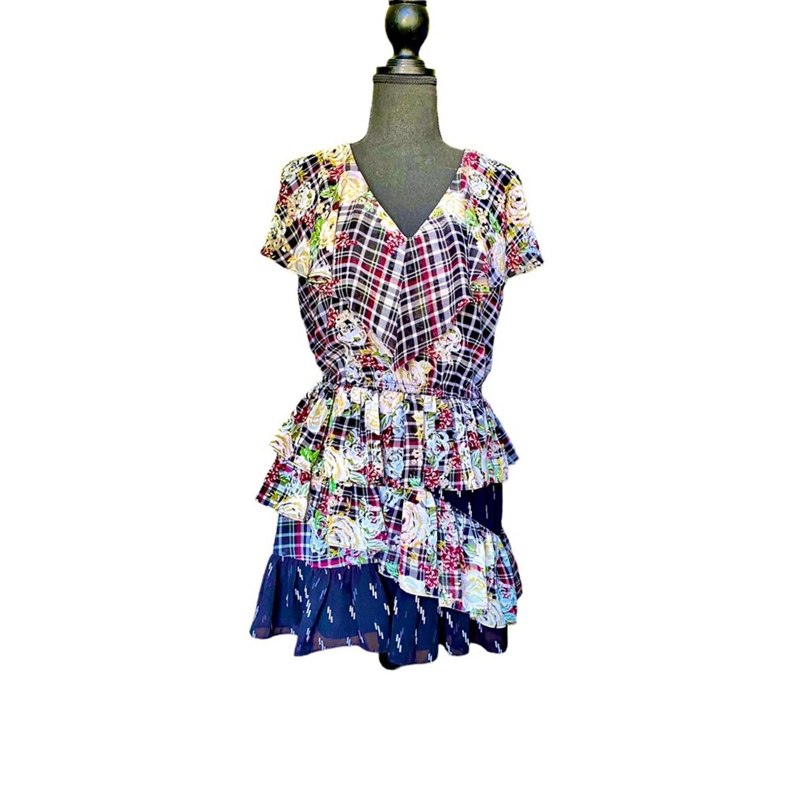 Sam Edelman SAM EDELMAN FLORAL AND PLAID DRESS Size XS / US 0-2 / IT 36-38 - 3 Thumbnail