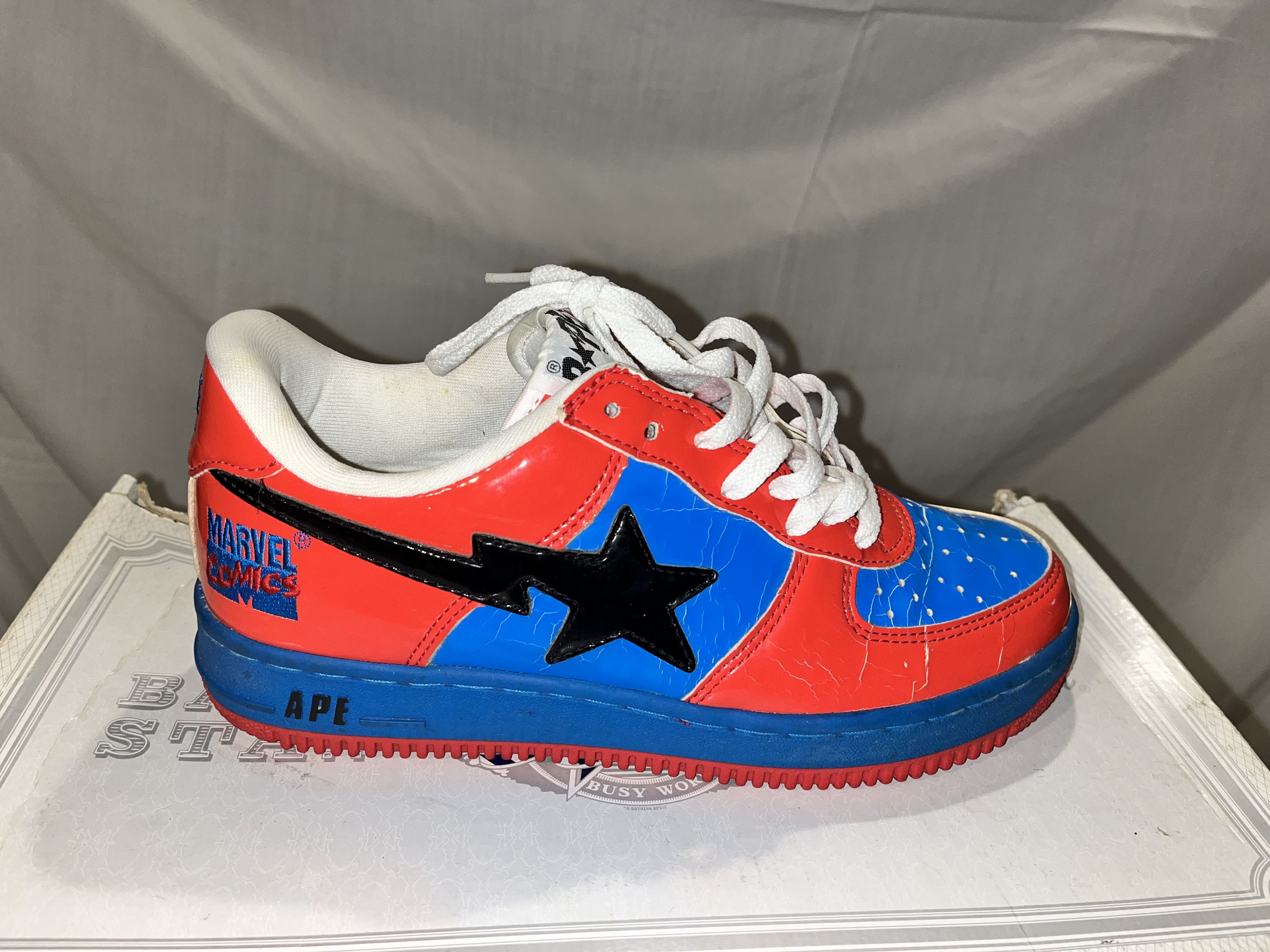 Bape Marvel x A Bathing Ape Spiderman Red/ Blue Bapesta Nigo Size US 8 / EU 41 - 1 Thumbnail