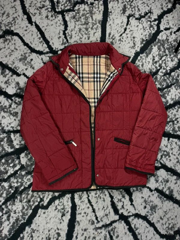 full pattern burgundy red beige insulated down jacket