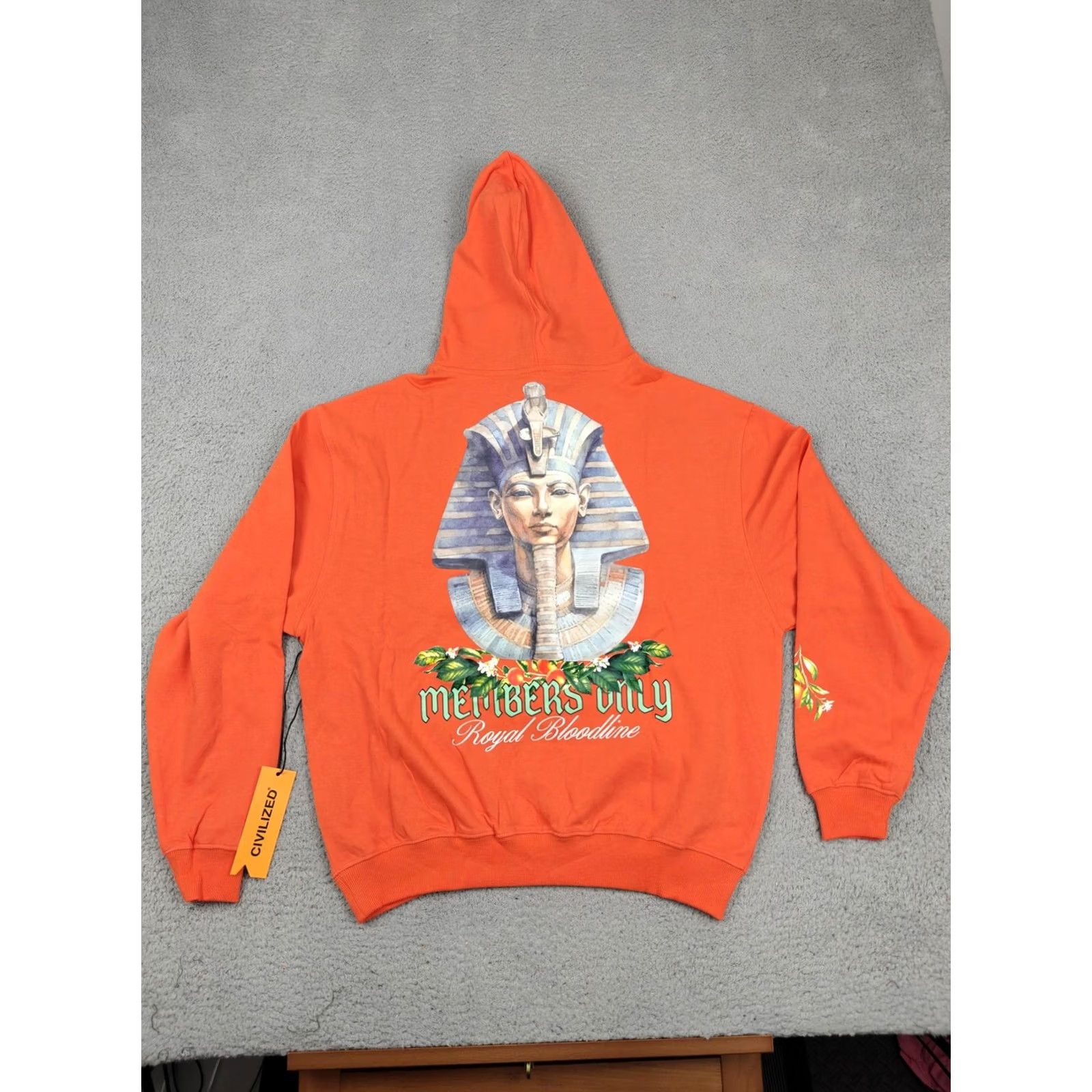 Vintage Civilized Hoodie Mens M Orange Graphic Print Pullover Hooded Front Pocket Size US M / EU 48-50 / 2 - 5 Thumbnail