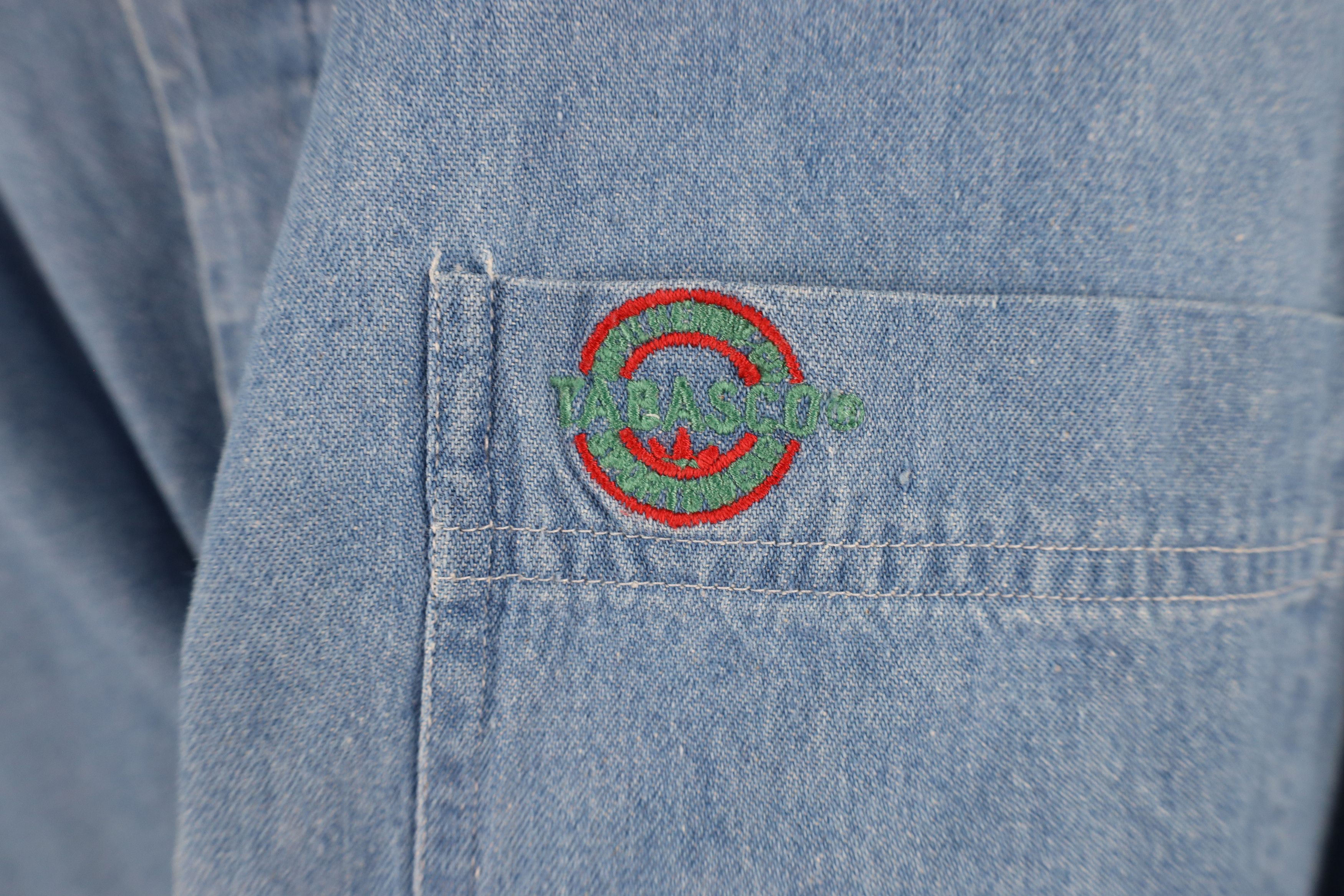 Vintage Vintage 90s Tabasco Hot Sauce Denim Jean Button Down Shirt Size US XL / EU 56 / 4 - 4 Thumbnail