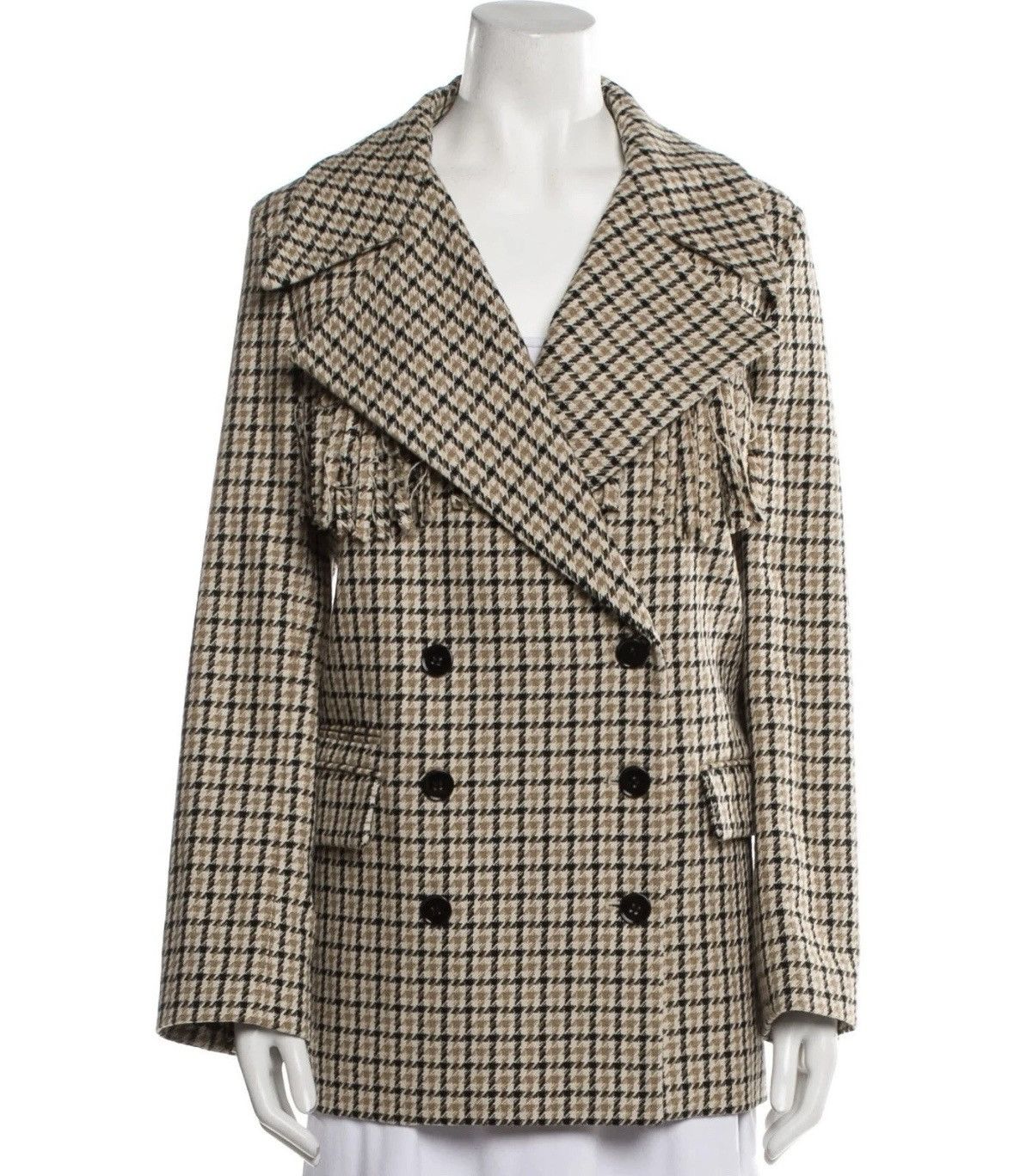 The Kooples The Kooples Patterned Formal Wool Jacket With Fringing Size XS / US 0-2 / IT 36-38 - 6 Thumbnail