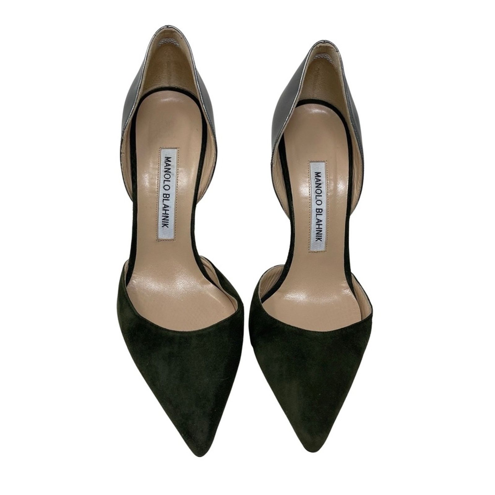 Manolo Blahnik ManoloBlahnik D’orsey green suede silver leather heels 100mm Size US 7.5 / IT 37.5 - 3 Thumbnail