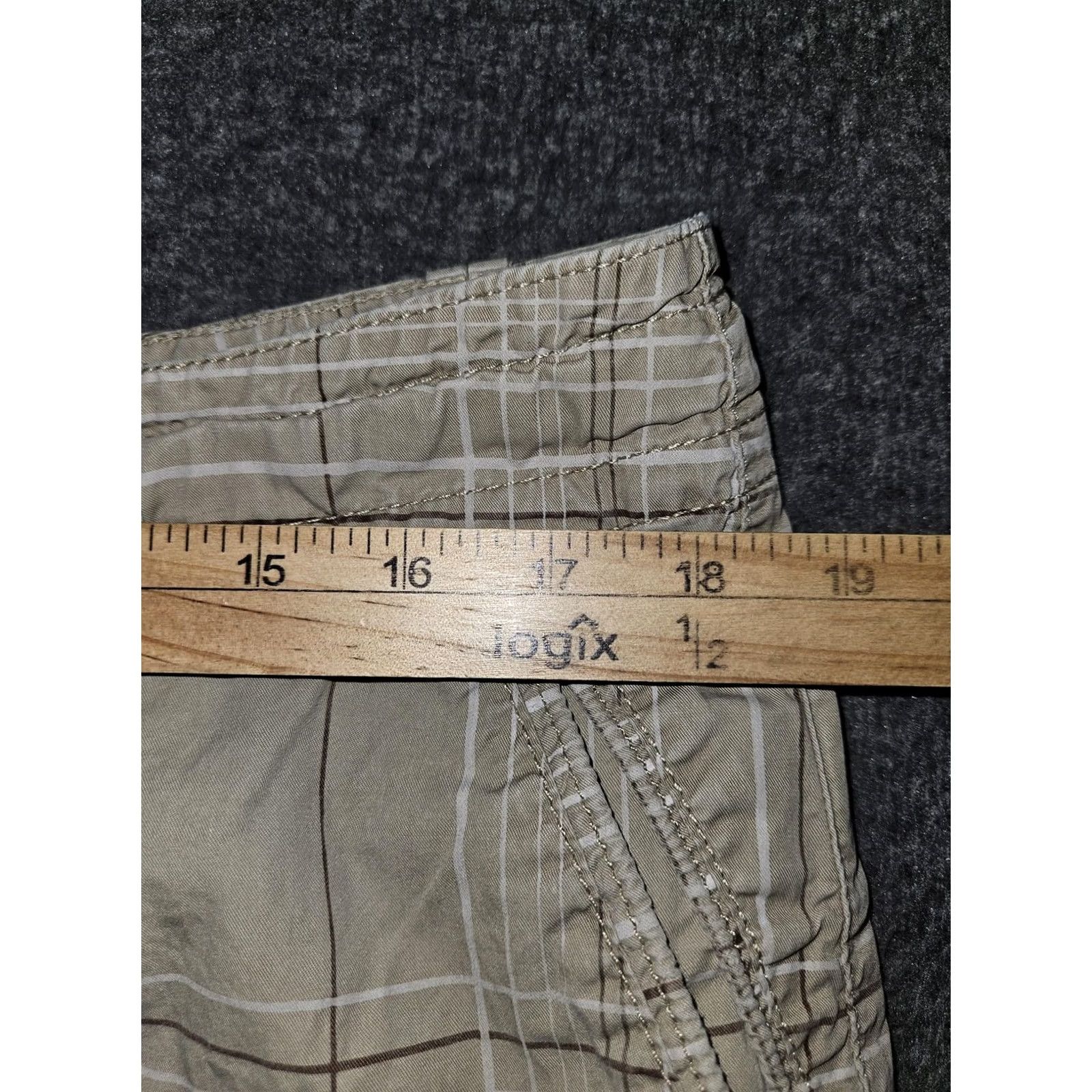 Nike Nike Shorts Mens Large Plaid Casual Drawstring Pockets Lightweight Cotton Beige Summer Size US 33 - 3 Thumbnail