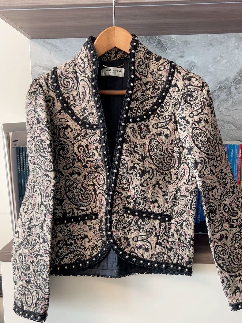Saint Laurent Paris Saint Laurent Short Coat with Paisley Design Size US M / EU 48-50 / 2 - 1 Thumbnail