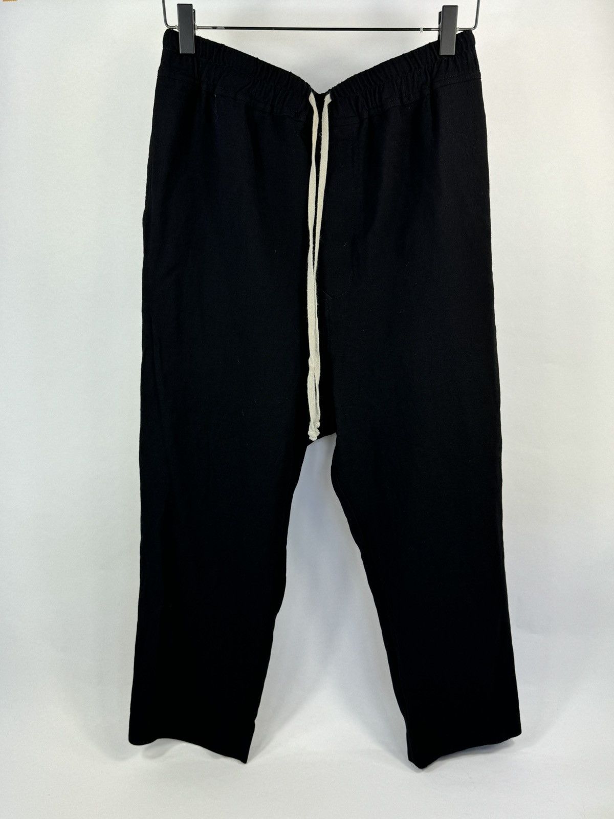 image of Rick Owens Drawstring Cropped Lounge Pants in Black, Men's (Size 40)