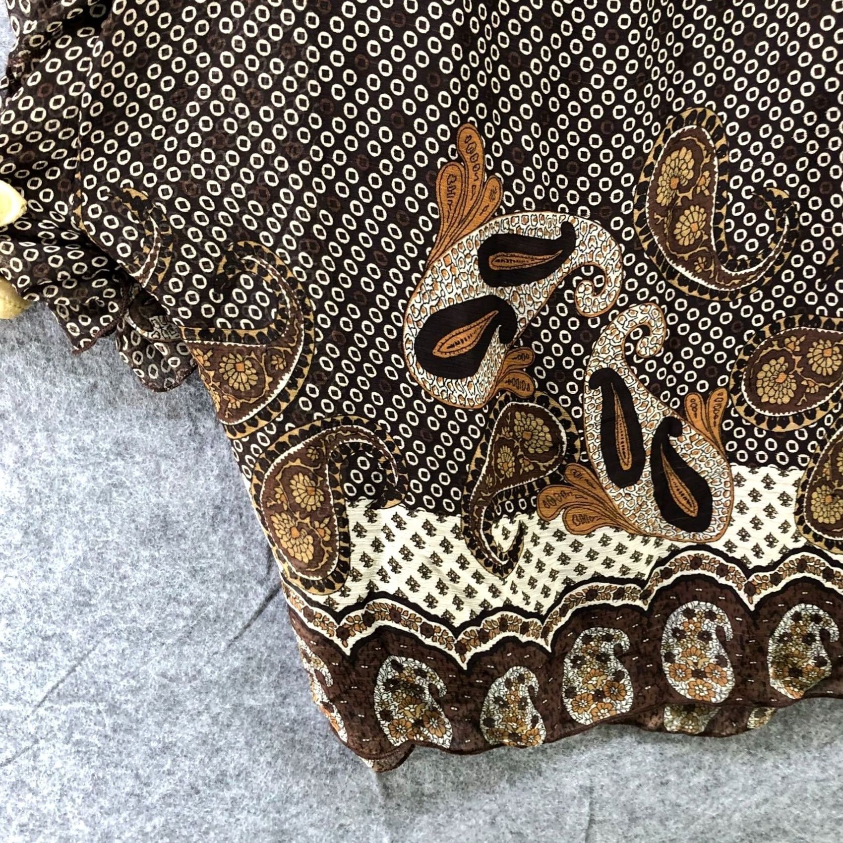 Vintage NWT C.O.C. Womens Brown Paisley Print Blouse Dolman Sleeve Tie Waist 1XL Bohemian Shirt Womens Plus Size 1X Size XL / US 12-14 / IT 48-50 - 5 Thumbnail
