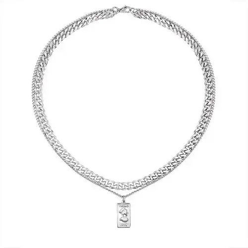 Other Titanium Steel Double Layer Pendant Necklace for Men Women Size ONE SIZE - 3 Thumbnail