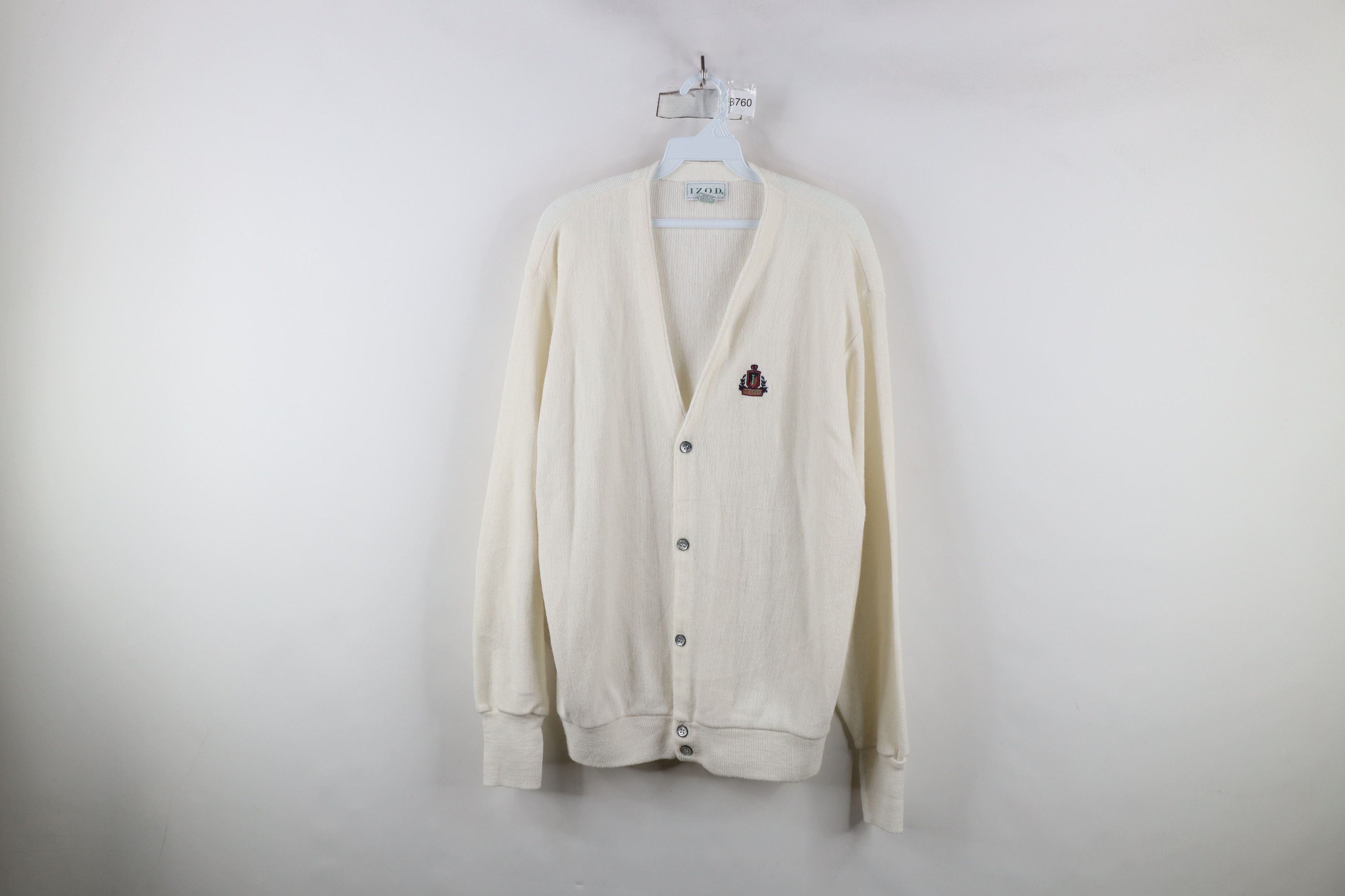 Izod × Vintage Vintage 80s 90s Izod Knit Cardigan Sweater White USA Acrylic Size US L / EU 52-54 / 3 - 1 Thumbnail