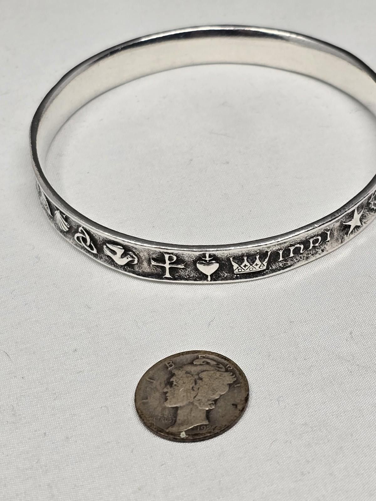 Other James Avery Sterling Silver Christian Symbol Bangle Retired Size ONE SIZE - 8 Thumbnail