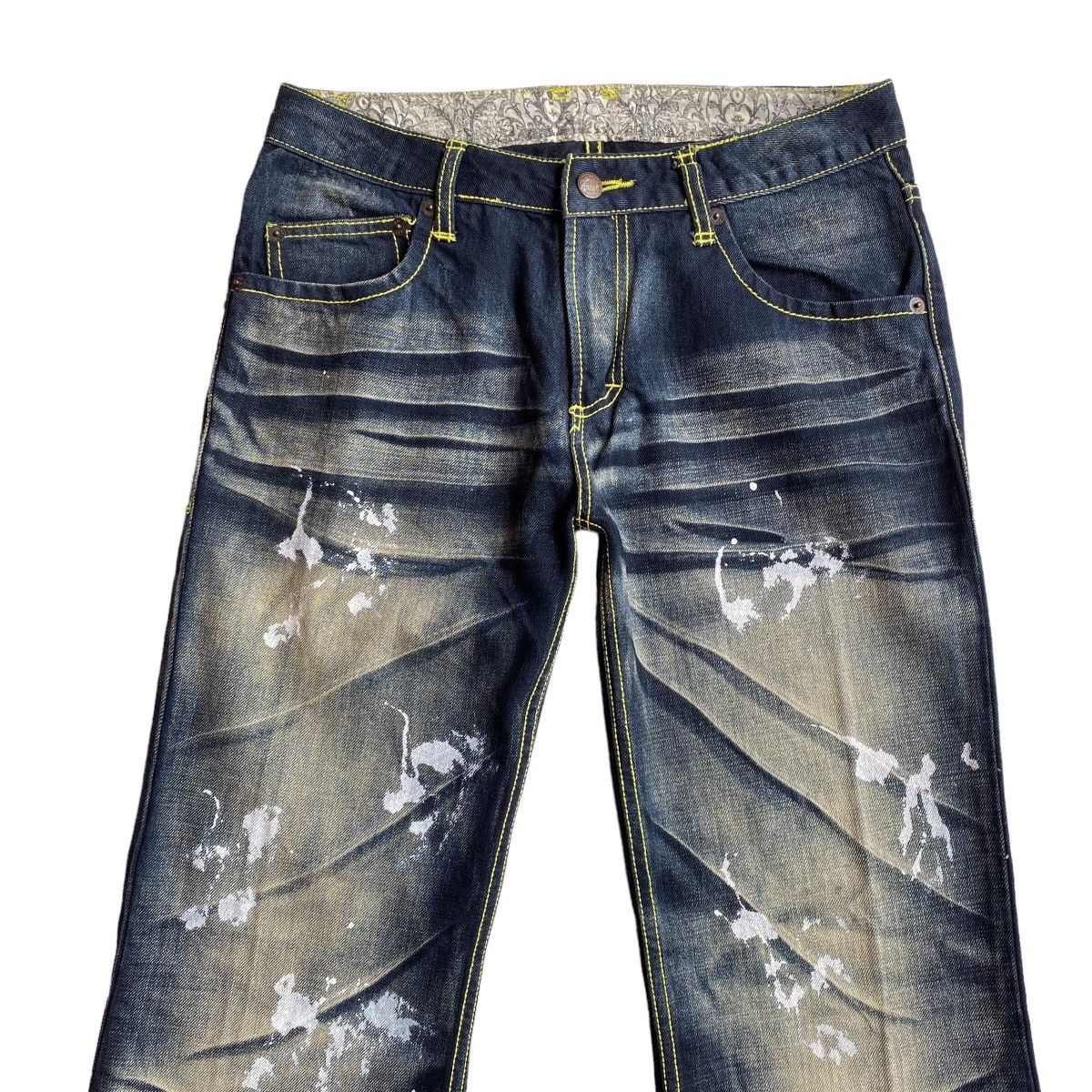 Isamu Katayama Backlash × Japanese Brand Glad News Flared Splatter Denim Luxuria Size US 31 - 5 Thumbnail