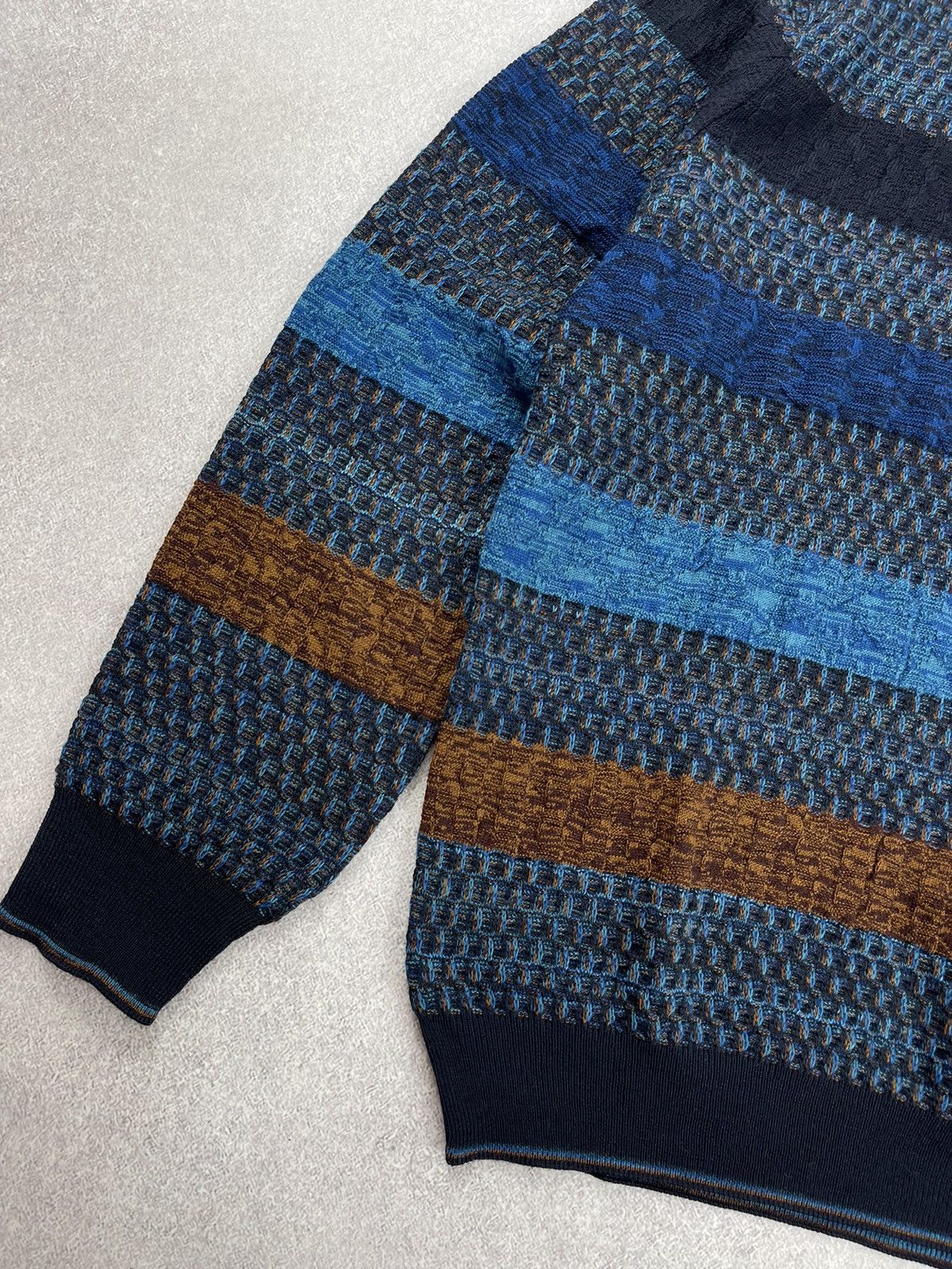 Designer Montechiaro Striped Multiclor Knit Sweater Men’s Size 54 Size US L / EU 52-54 / 3 - 3 Thumbnail
