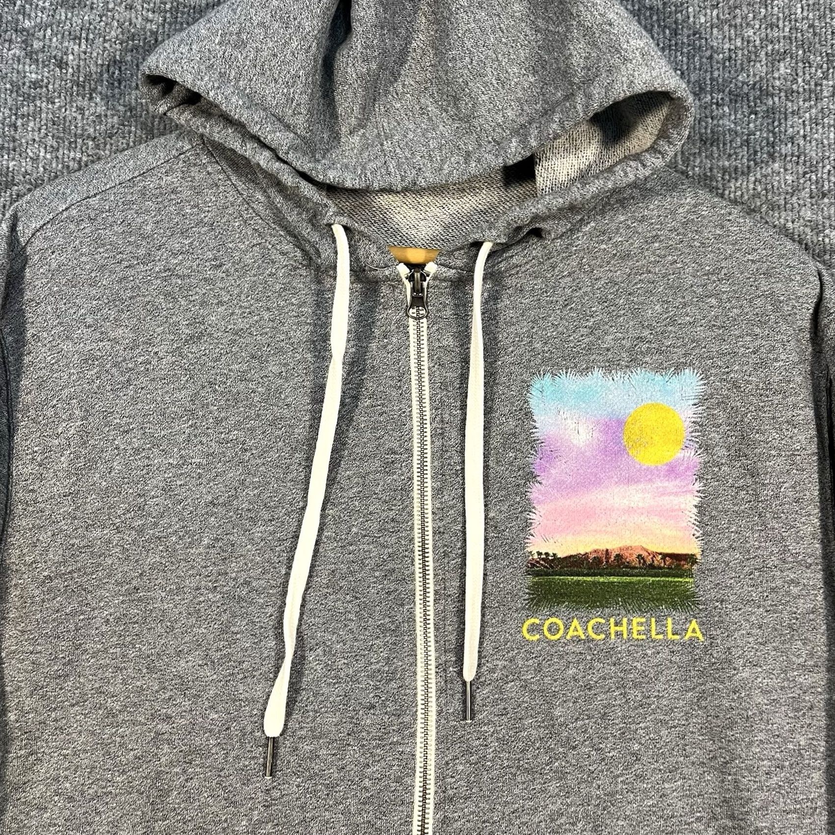 Vintage Coachella Festival 2015 Hoodie Sweatshirt Full Zip Large Gray Women Size L / US 10 / IT 46 - 2 Thumbnail