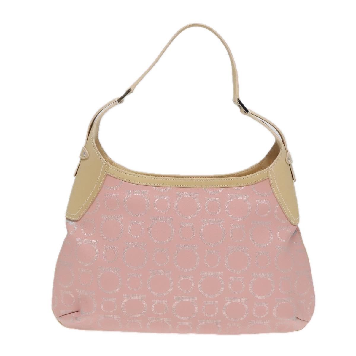 Salvatore Ferragamo Gancini Pink Canvas Shoulder Bag (Pre-Owned) Size ONE SIZE - 1 Thumbnail