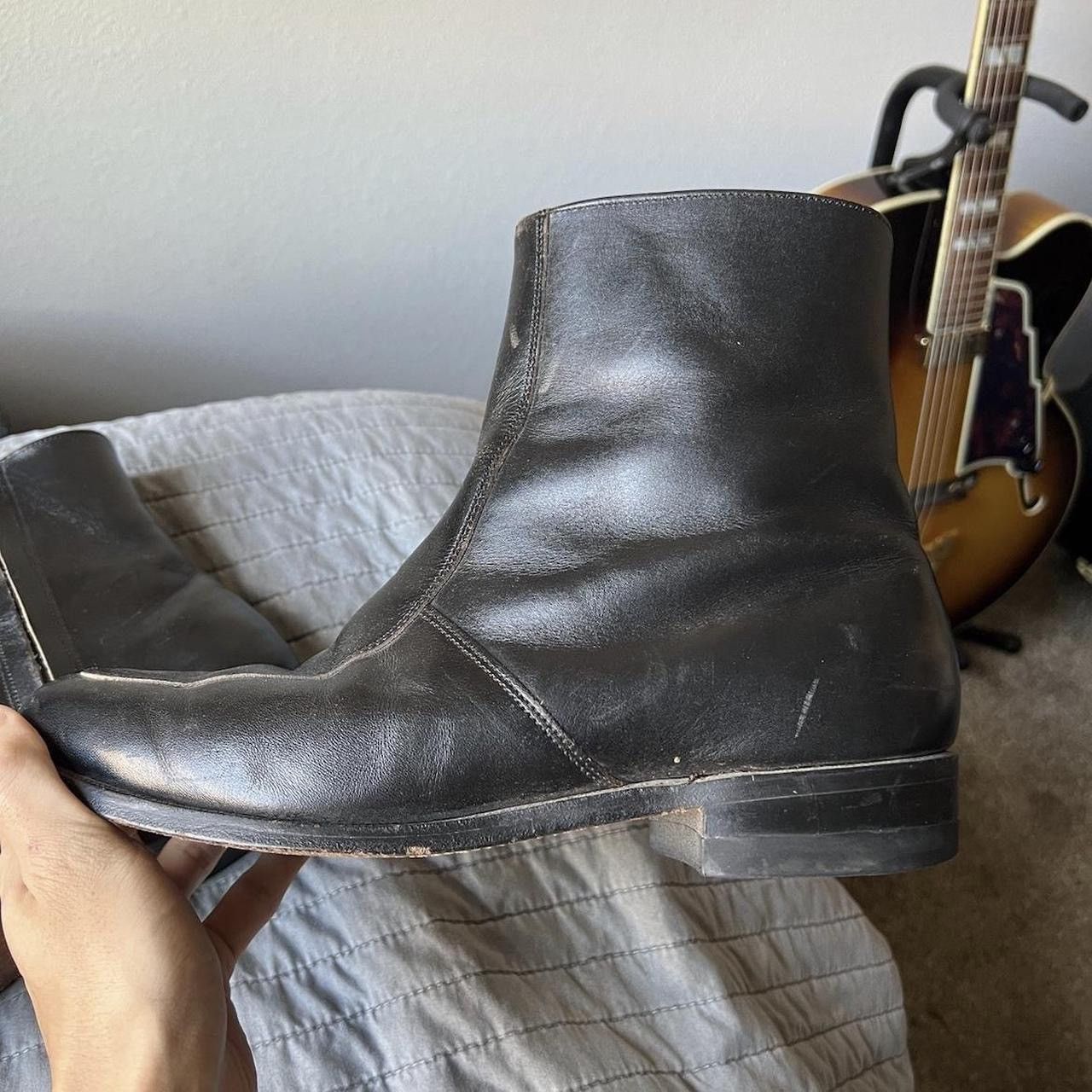 Vintage Vintage Slim Side Zip Leather Boots Size US 10.5 / EU 43-44 - 4 Thumbnail
