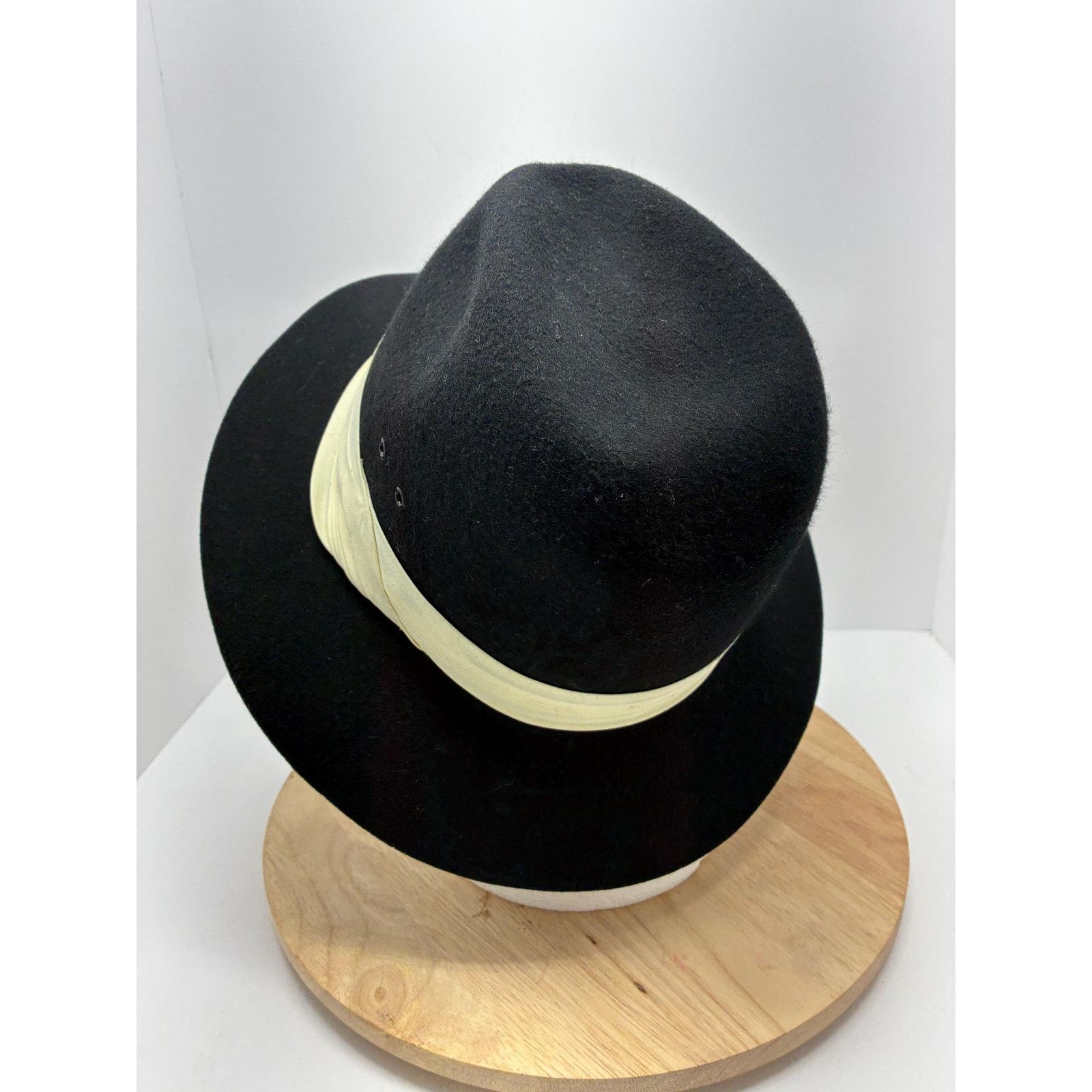 Other Vintage Mobster Style Wool Hat Black Wide Brim Fedora Size ONE SIZE - 5 Thumbnail
